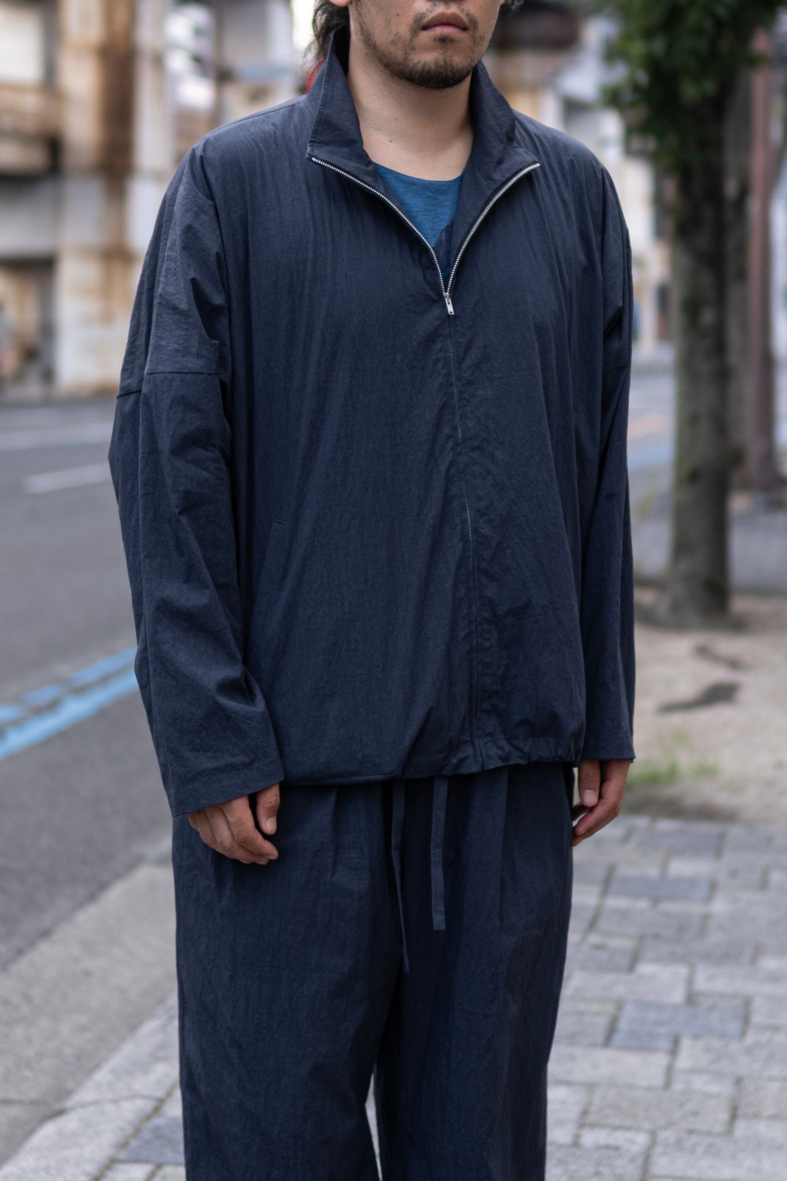 COTTON NYLON TRACK JACKET / DALL NAVY