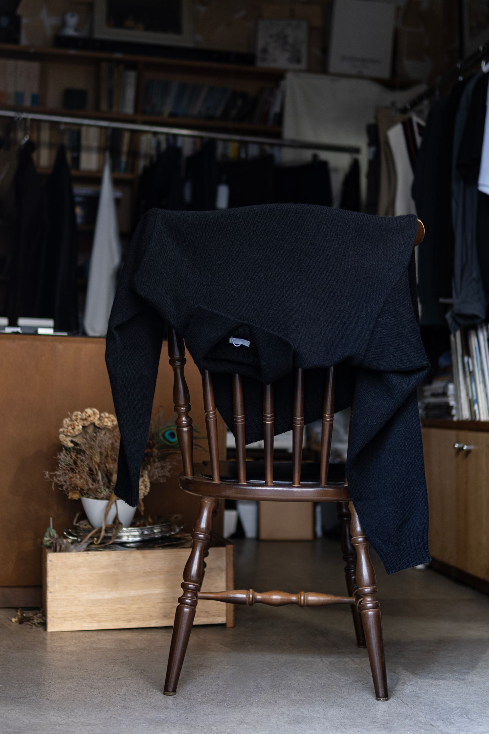 ALPACA POLO COLLAR KNIT SHIRT / BLACK