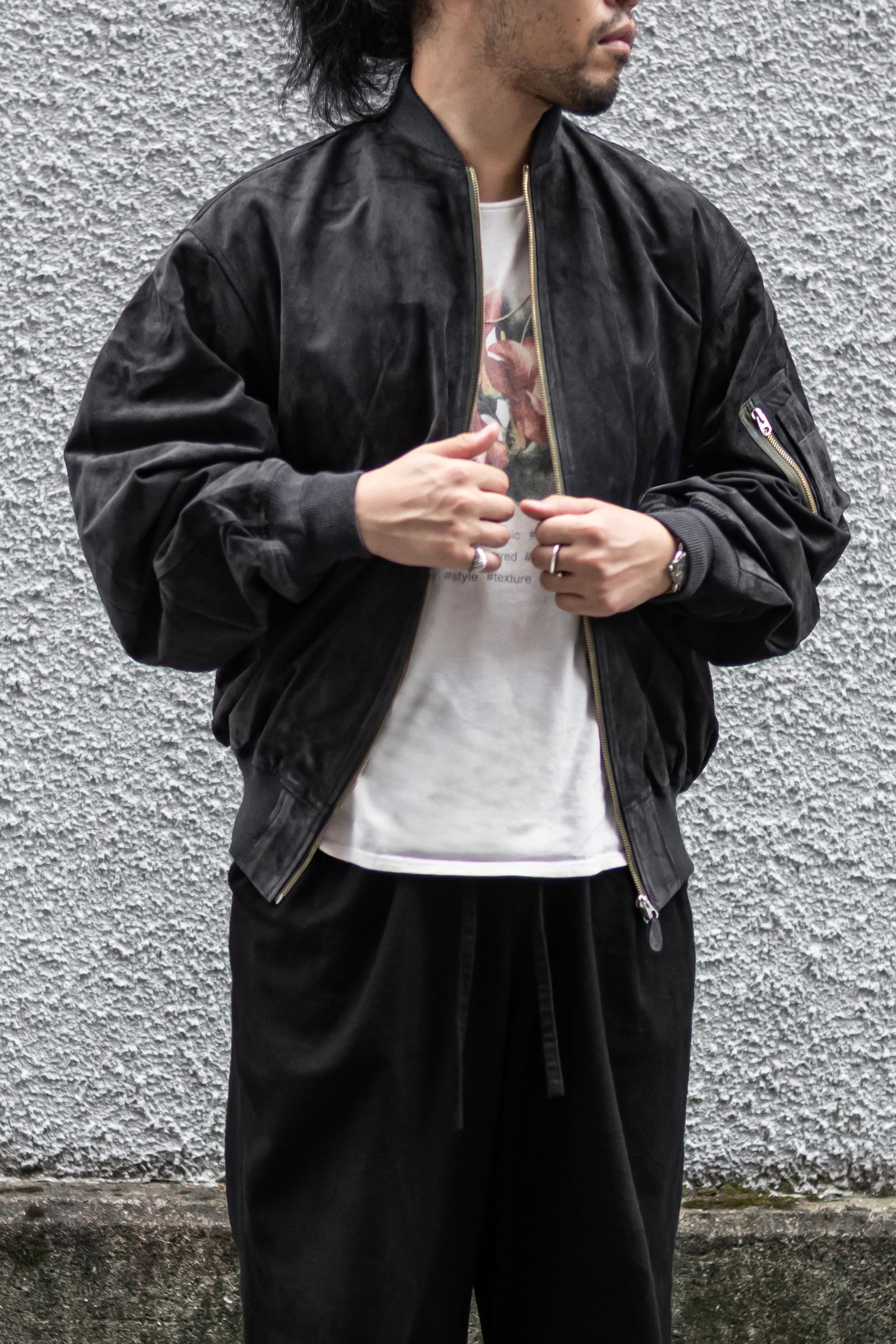 SUEDE BOMBER JACKET / Black