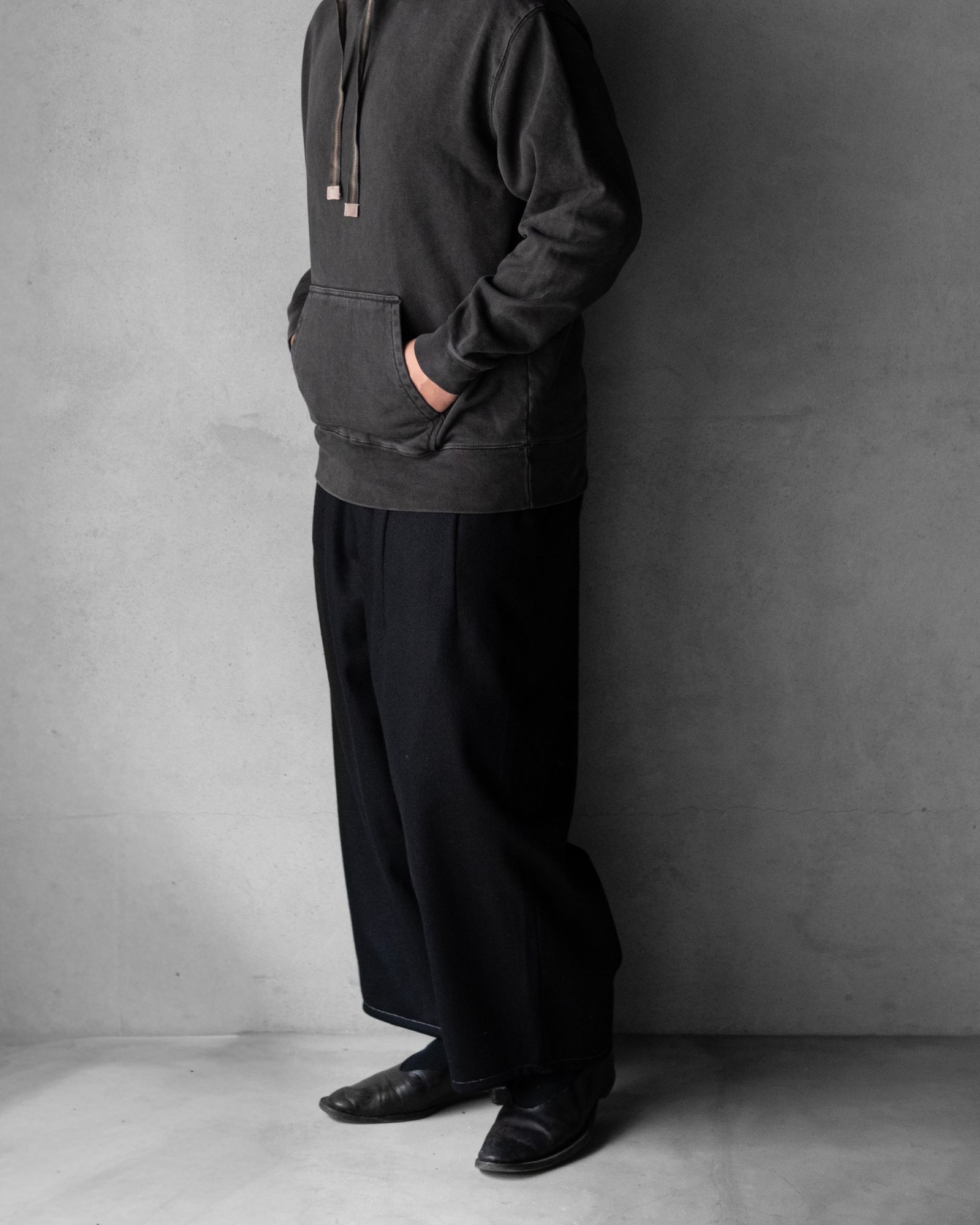 “WOOL CASHMERE”WIDE CEREMONY “MC” TROUSERS / Black