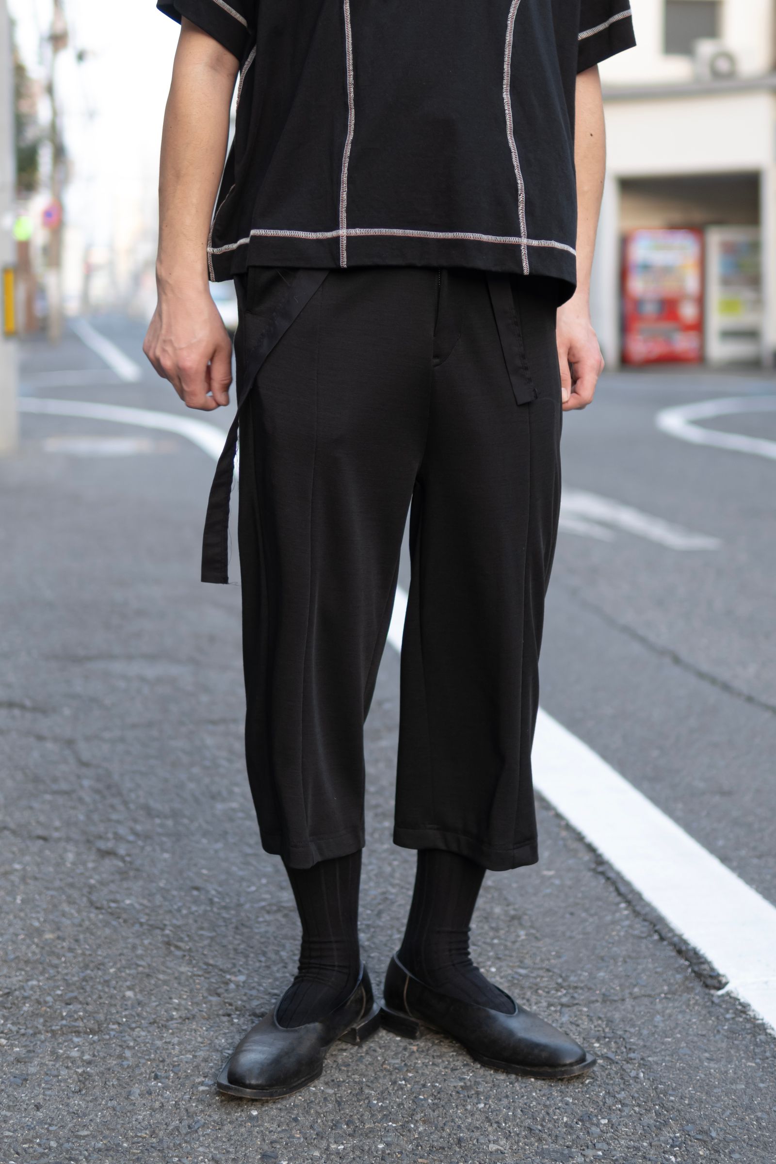 3D wide easy pants / Black