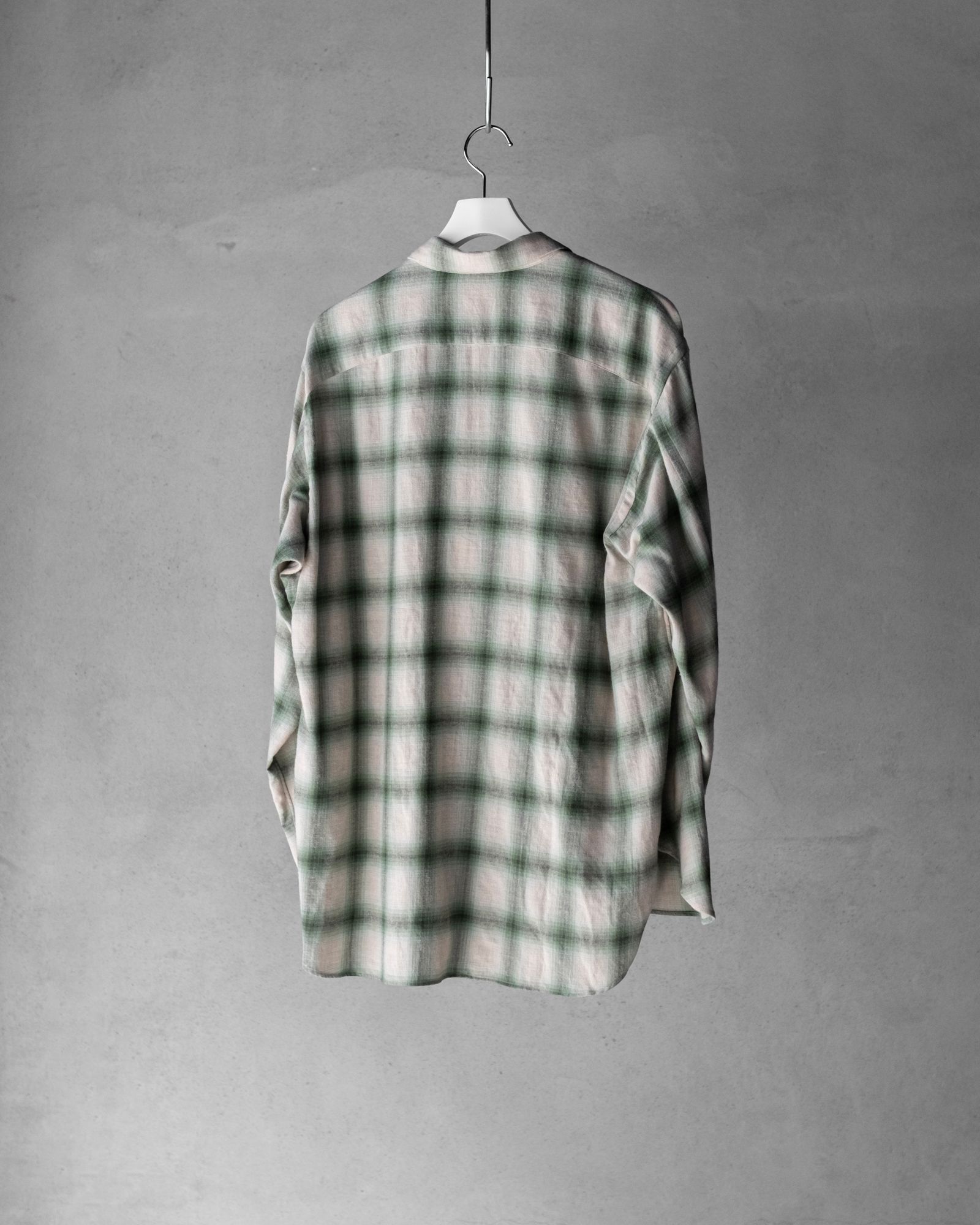 OPEN COLLAR SHIRT / GREEN OMBRE CHECK