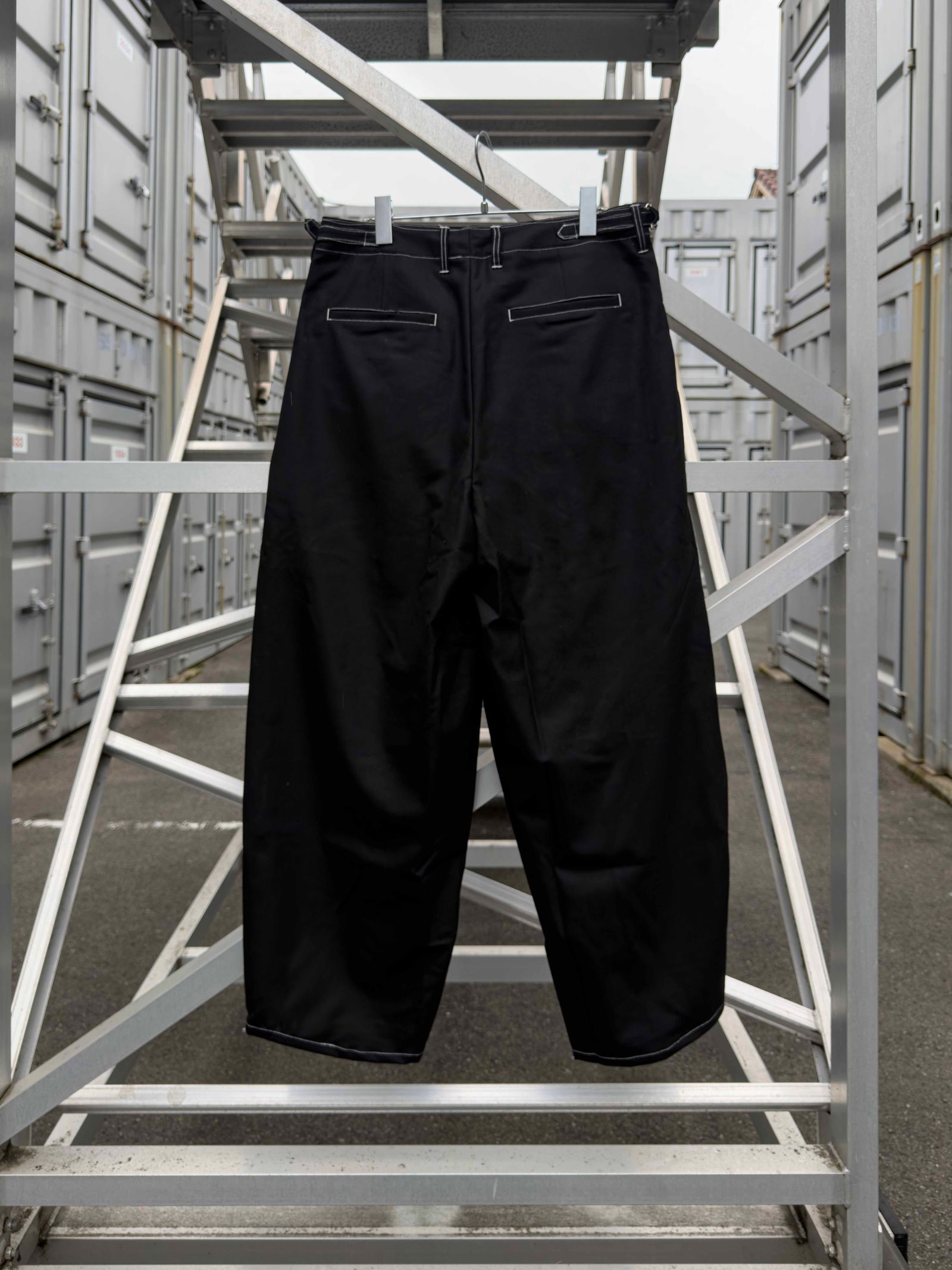 “Washable Super120’s” WIDE CEREMONY “MC” TROUSERS / Black