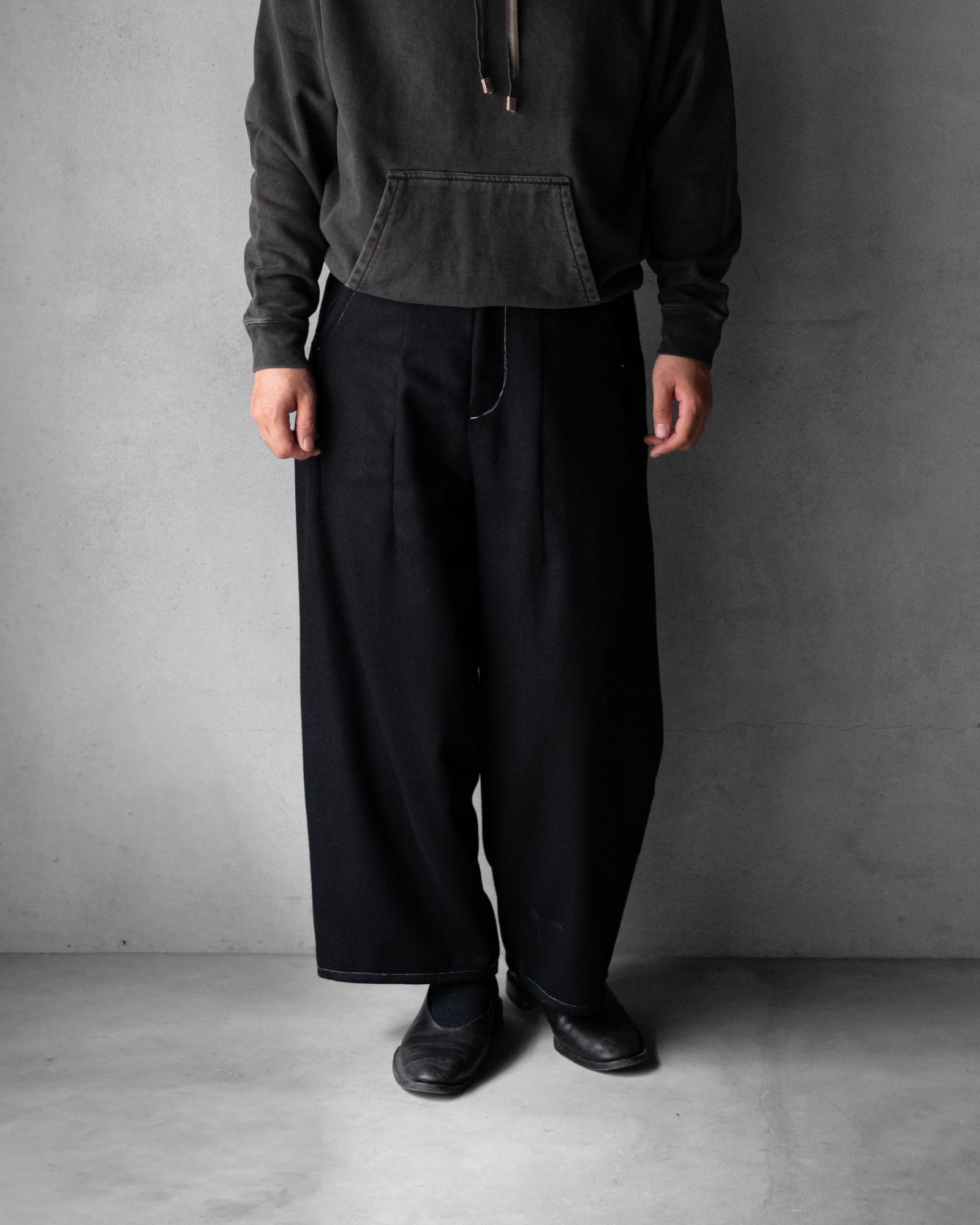 “WOOL CASHMERE”WIDE CEREMONY “MC” TROUSERS / Black