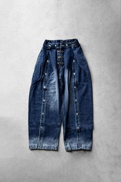 Silver Buckle Double Tuck Denim Pants / Navy