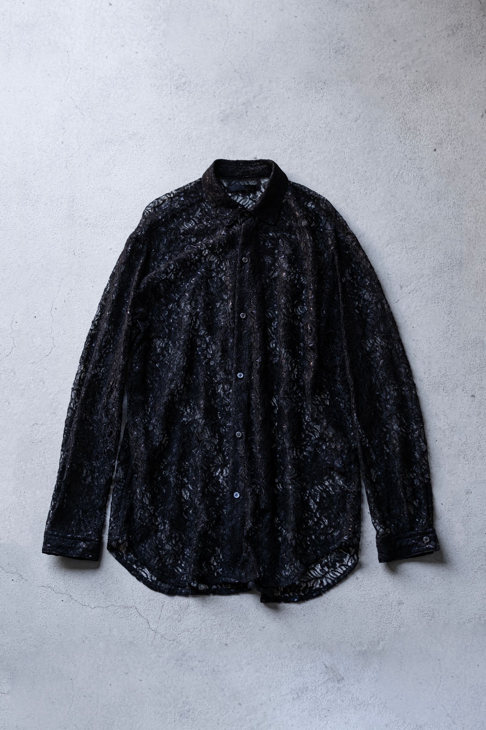 GLITTER LACE L/S SHIRT / BLACK