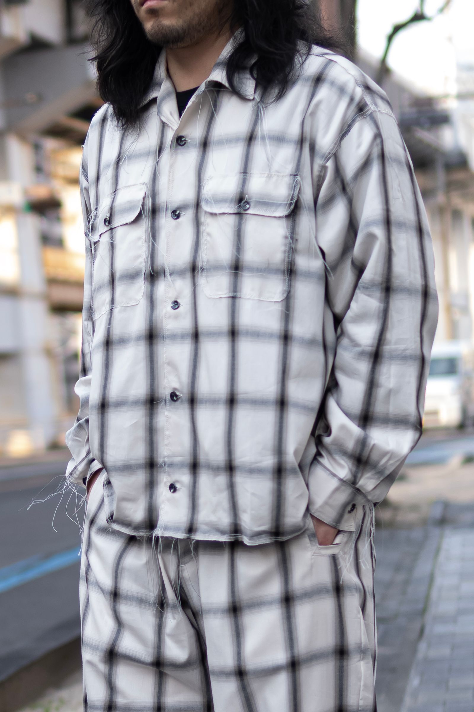 Cotton Ombre 50s Collar Craftsman Shirt / Beige