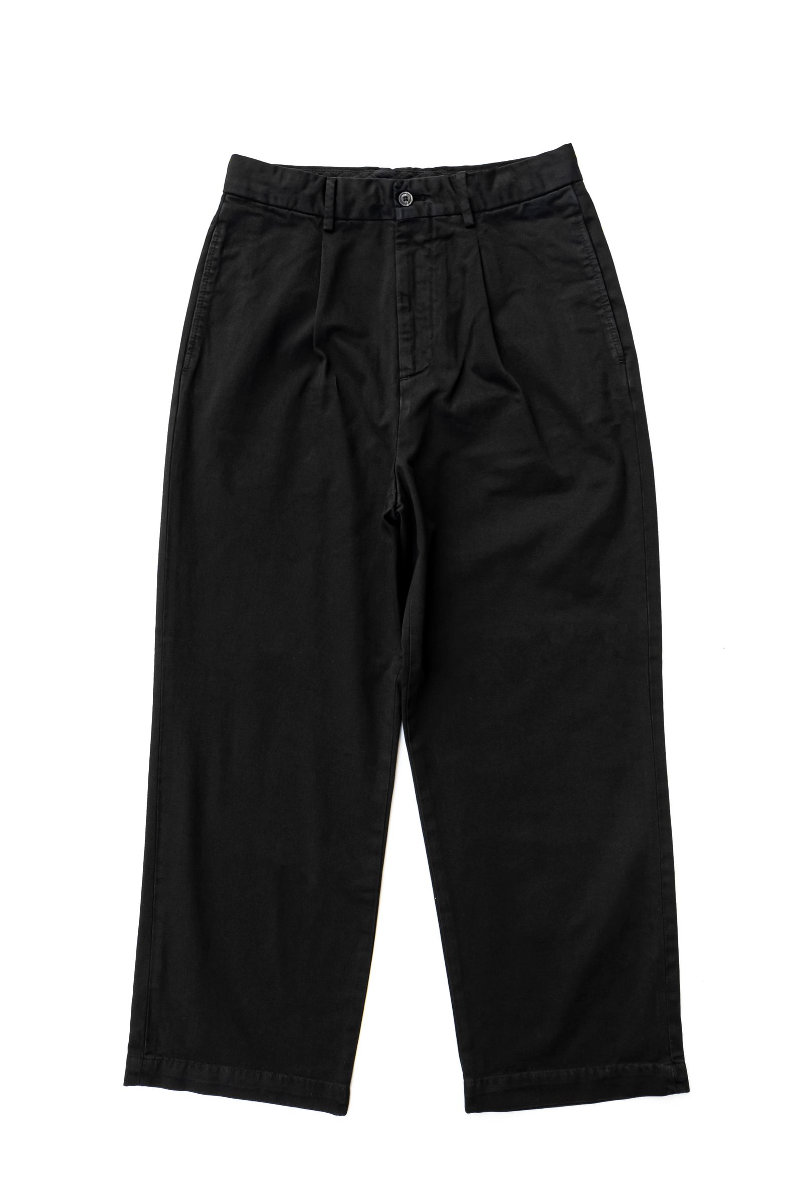 DRAGON TWILL 1TUCK WIDE PANTS / BLACK