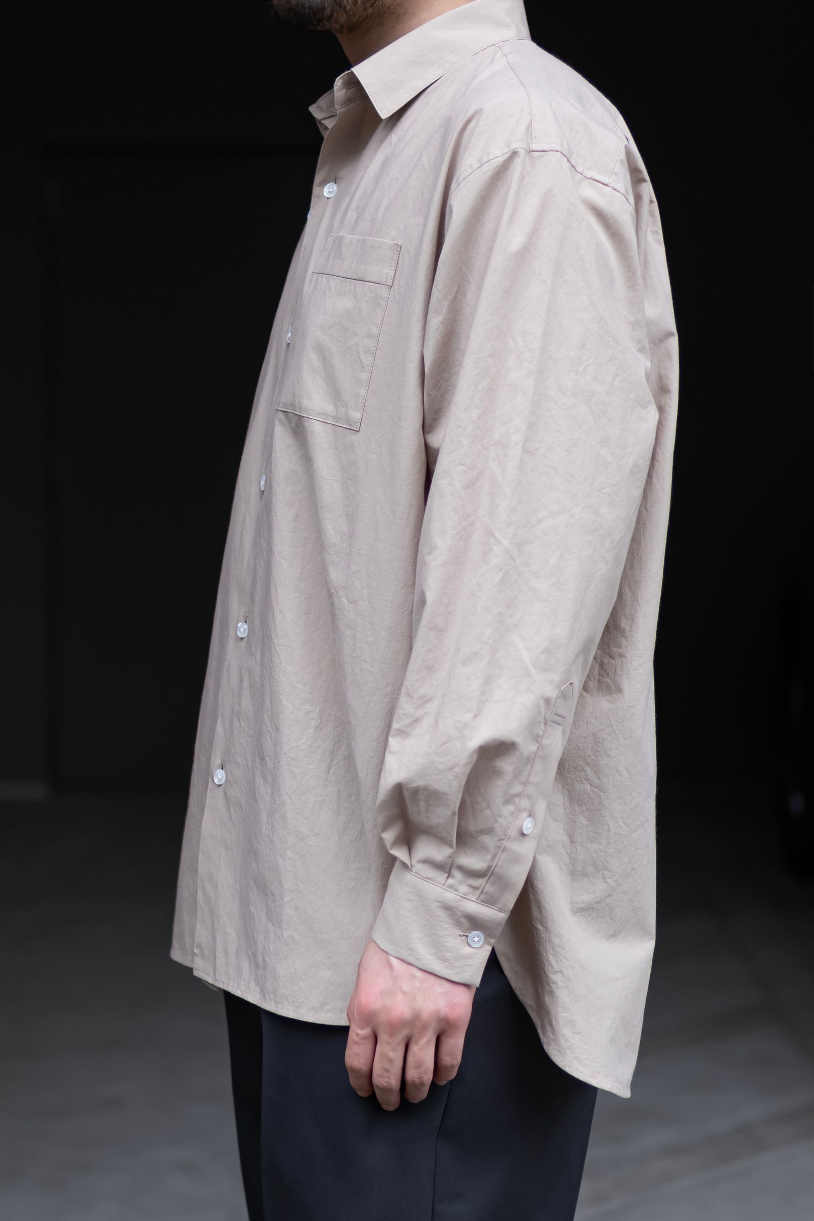 Blanc YM - Cotton Wide Shirt / Beige | Retikle Online Store