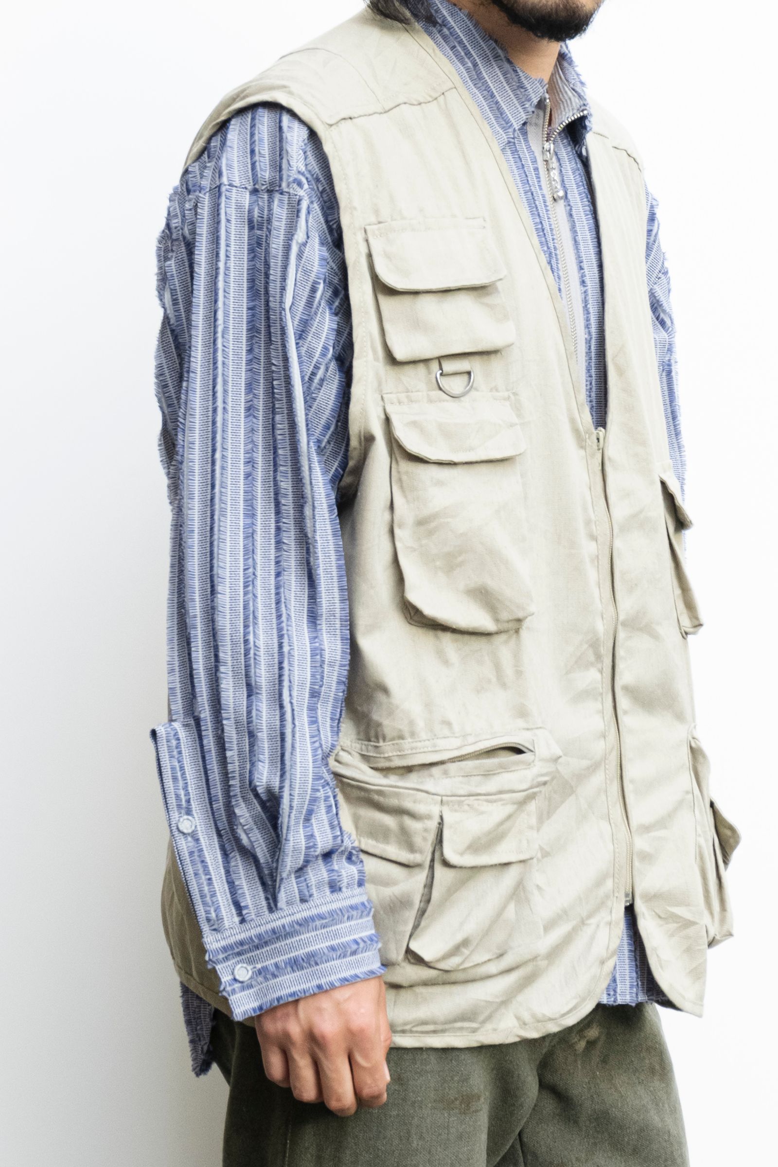 Remake Dye Viscose Fishing Vest / リメイク製品染めフィッシングベスト