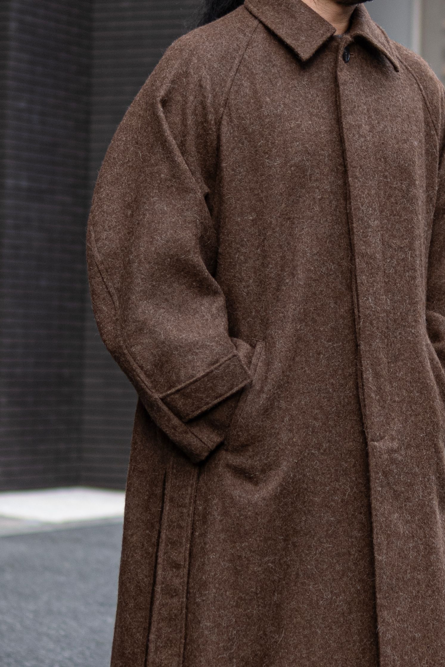 ALPACA OVERSIZE BALMACAN COAT / Natural Brown