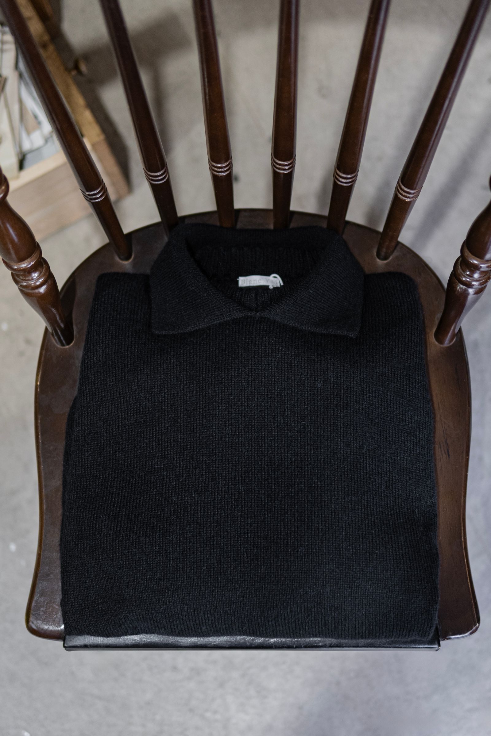 ALPACA POLO COLLAR KNIT SHIRT / BLACK