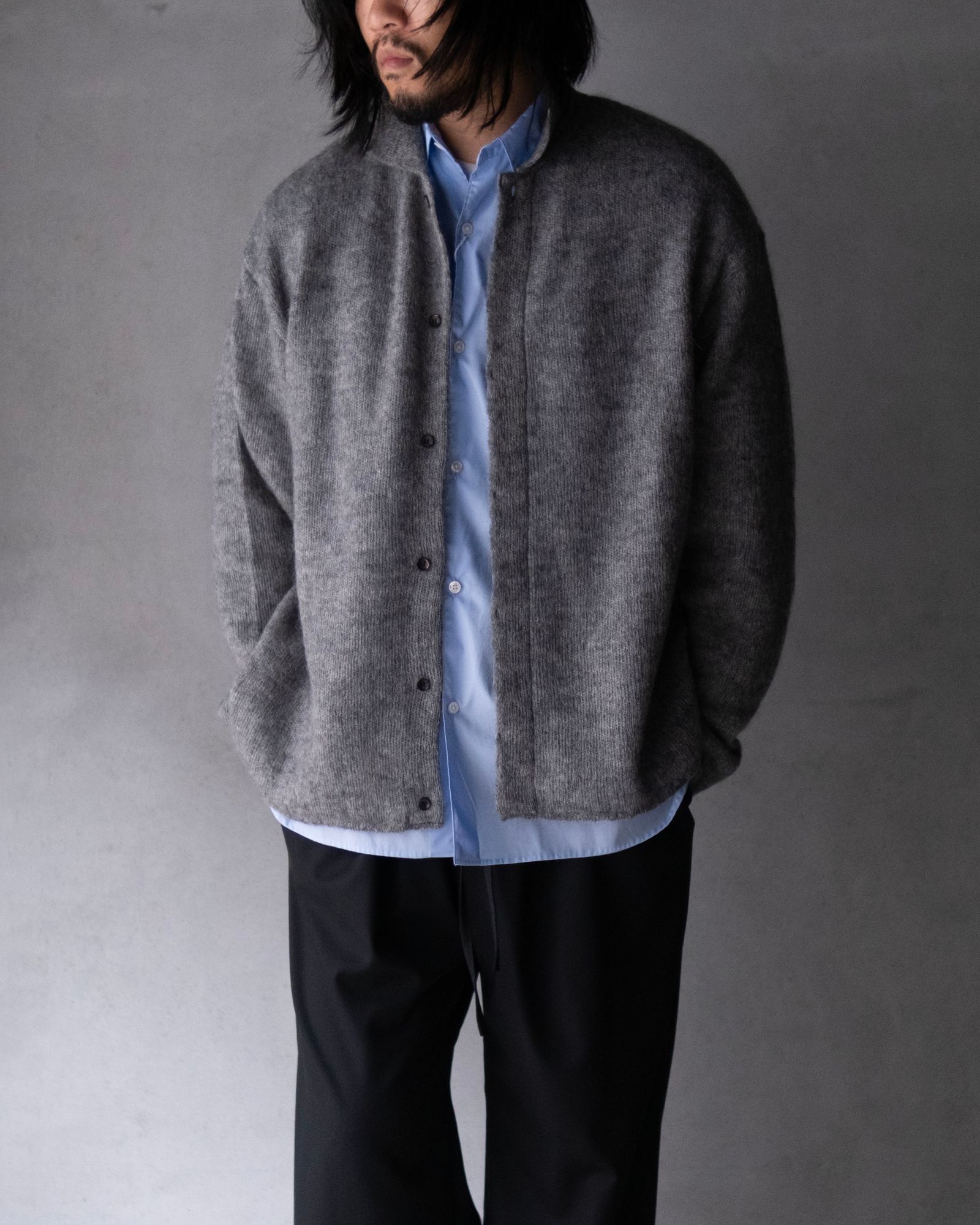 Kid Mohair Knit Shirts / Gray