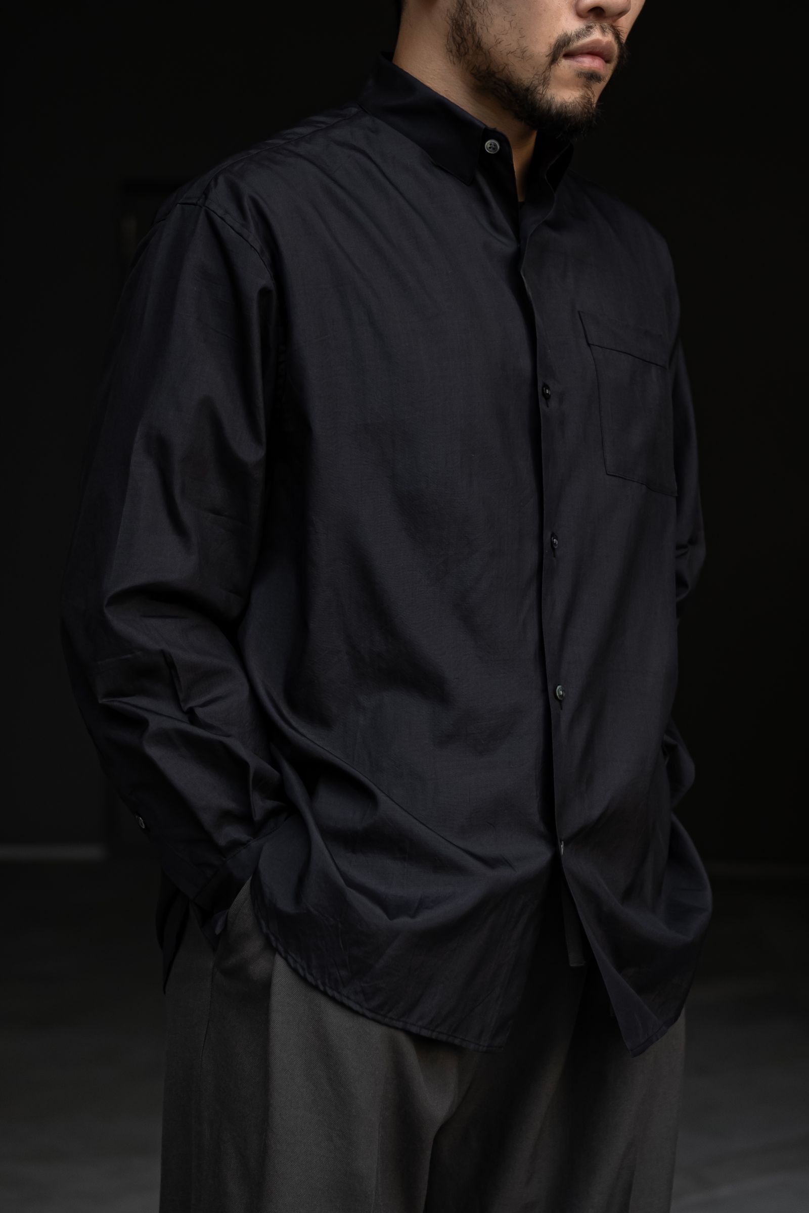 Blanc YM - Silk Wide Shirt / Black | Retikle Online Store
