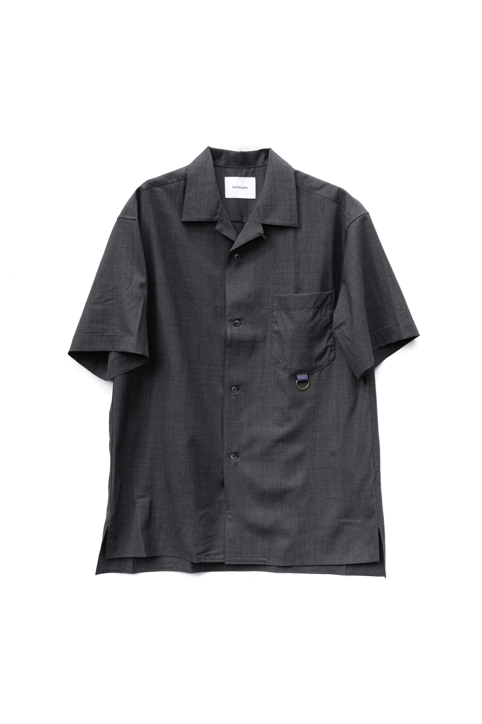 Wool Open Collar Shirt / Charcoal