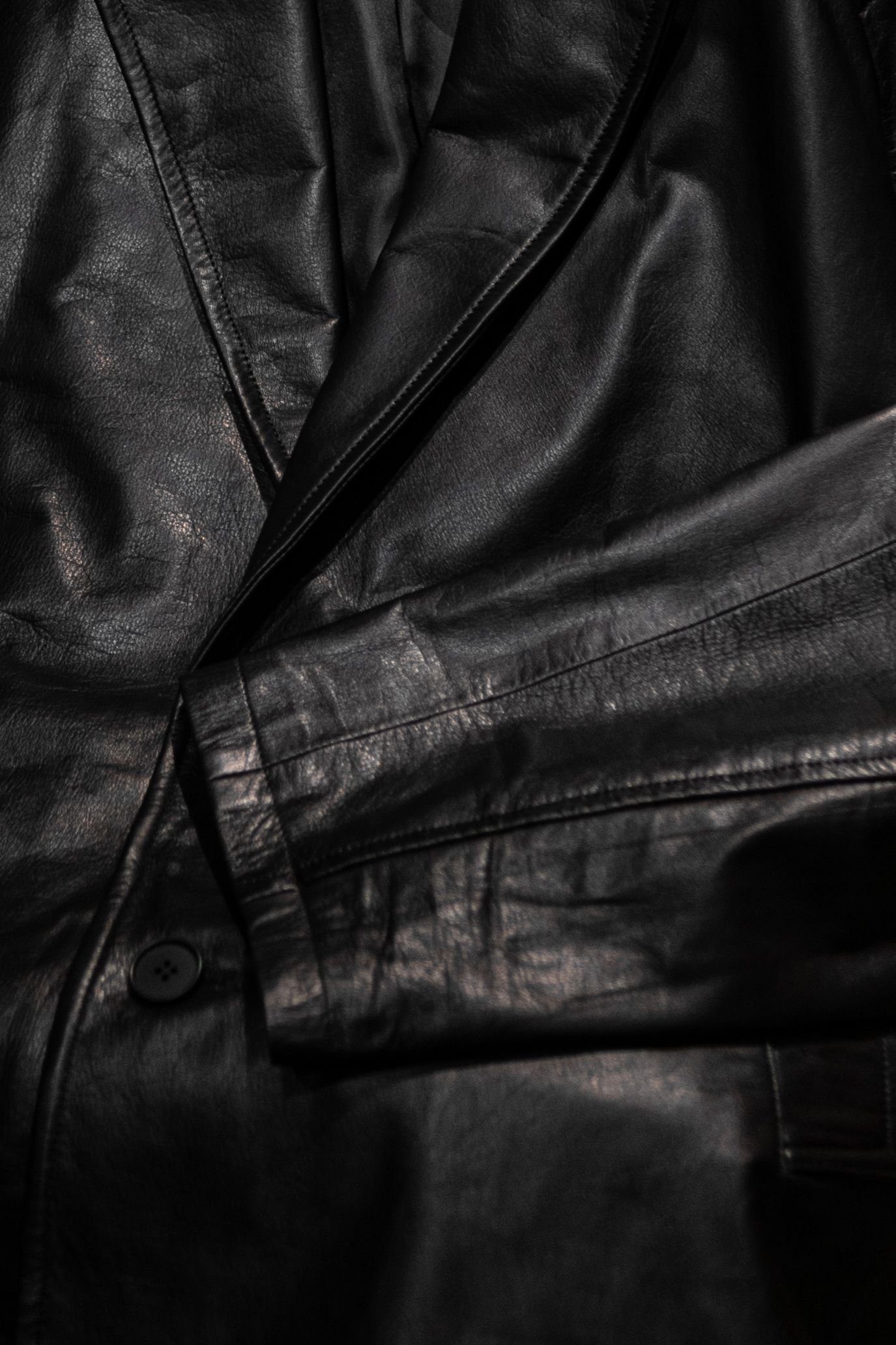 Blanc YM - LEATHER OVERSIZE RAGLAN JACKET / BLACK | Retikle