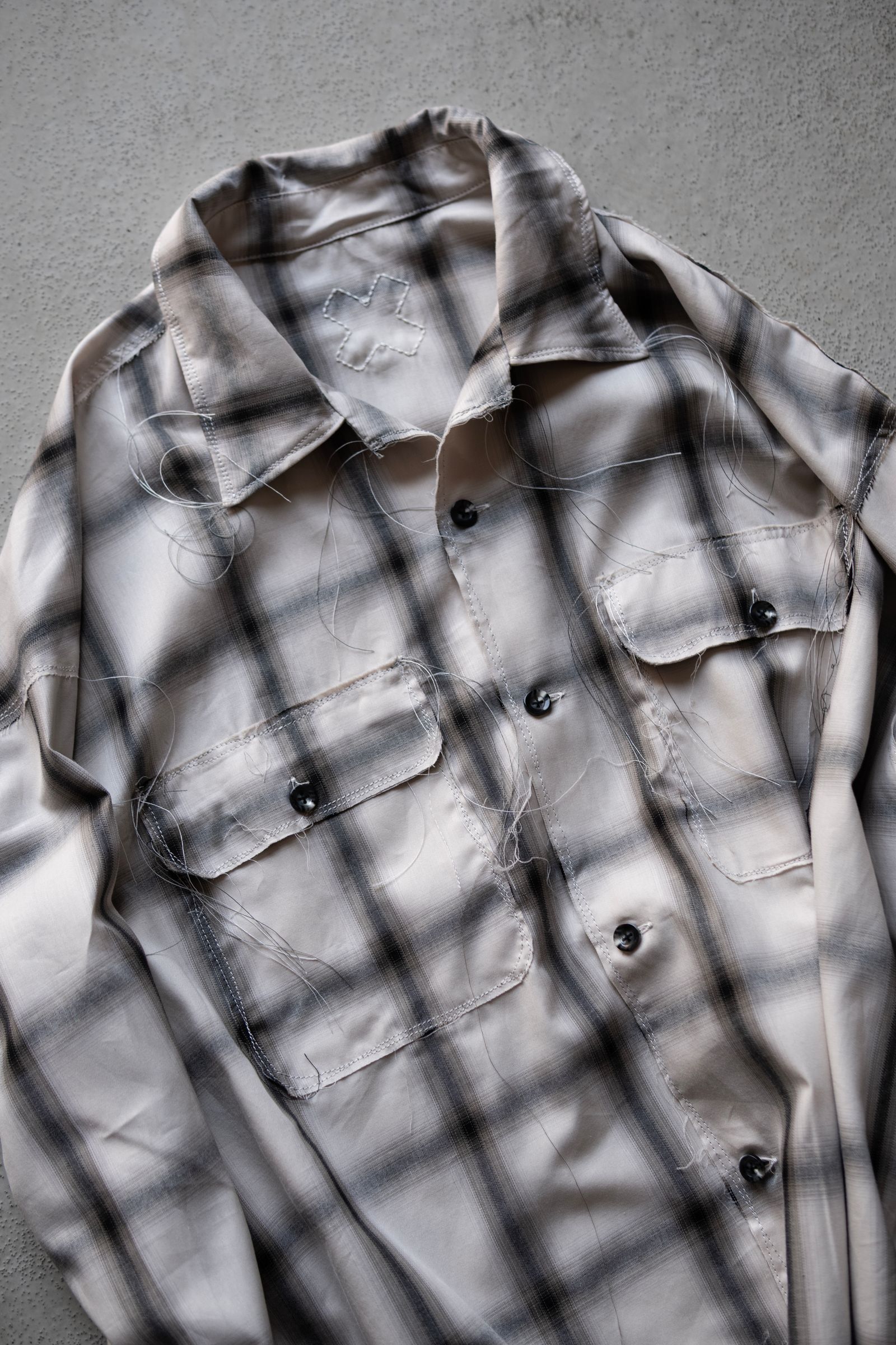 Cotton Ombre 50s Collar Craftsman Shirt / Beige