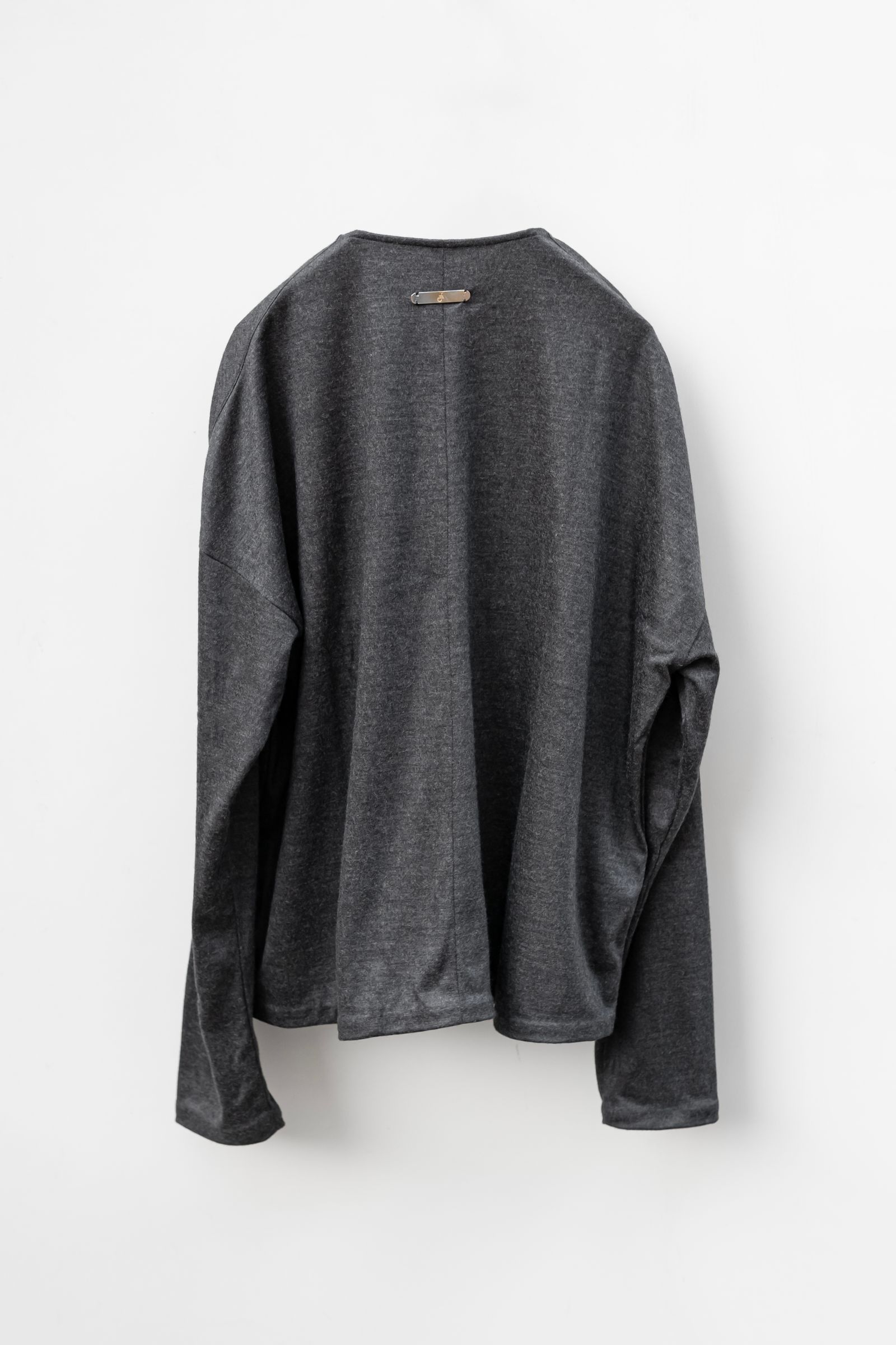 Italian jersey crewneck cardigan / gray