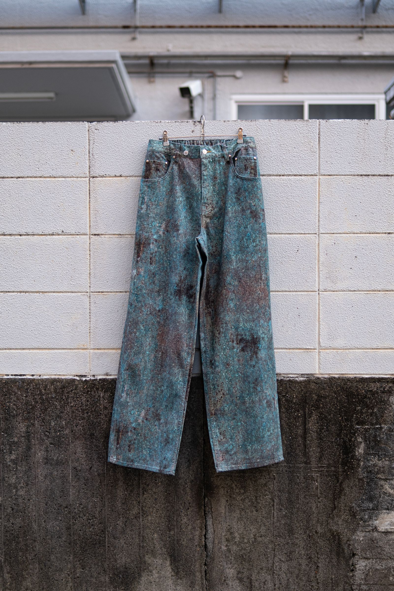 MIKAGE SHIN - “Sabi” Denim Pants / GREEN | Retikle Online Store