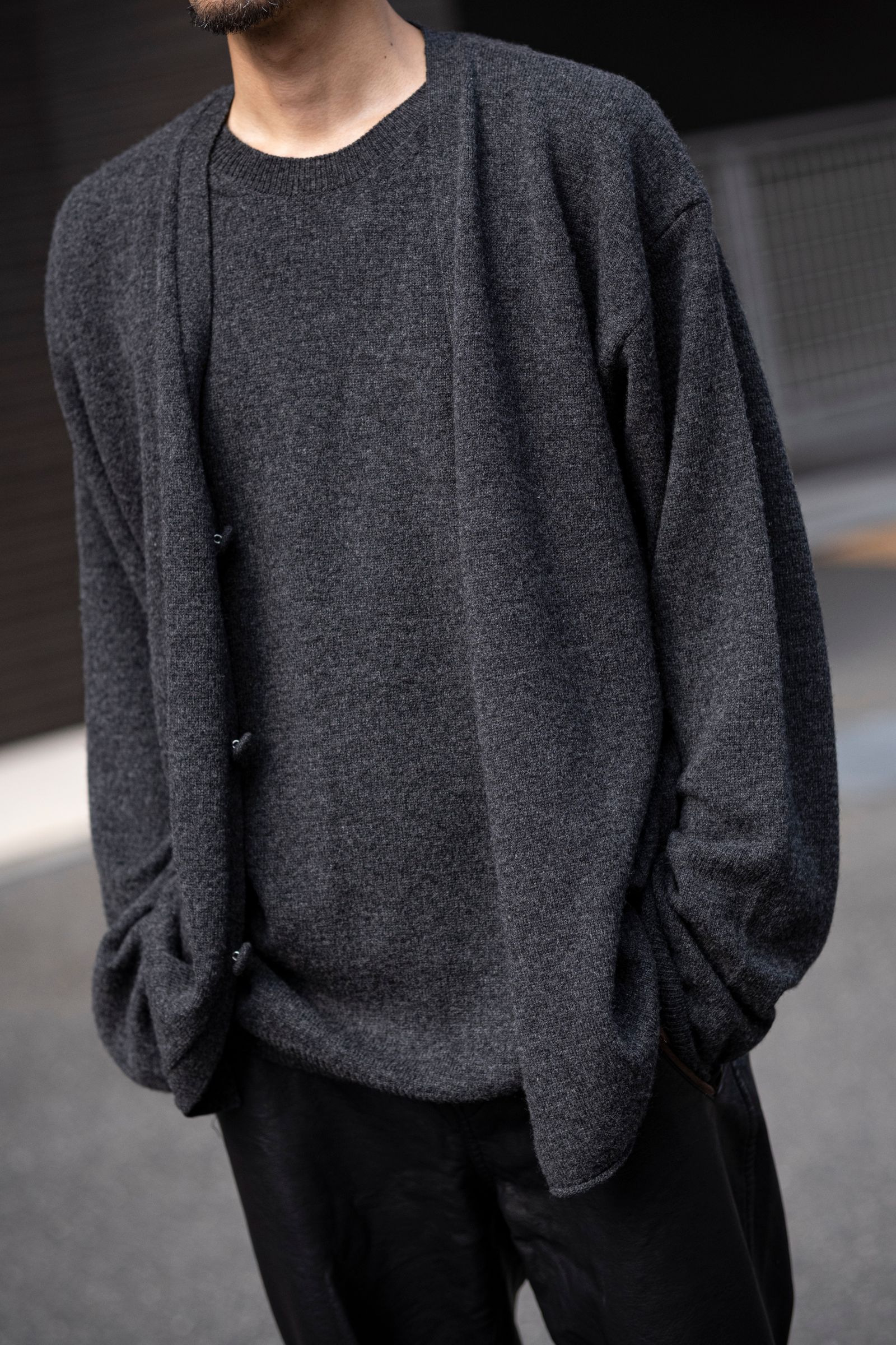 Blanc YM - Cashmere wool ensemble pullover / Gray | Retikle Online