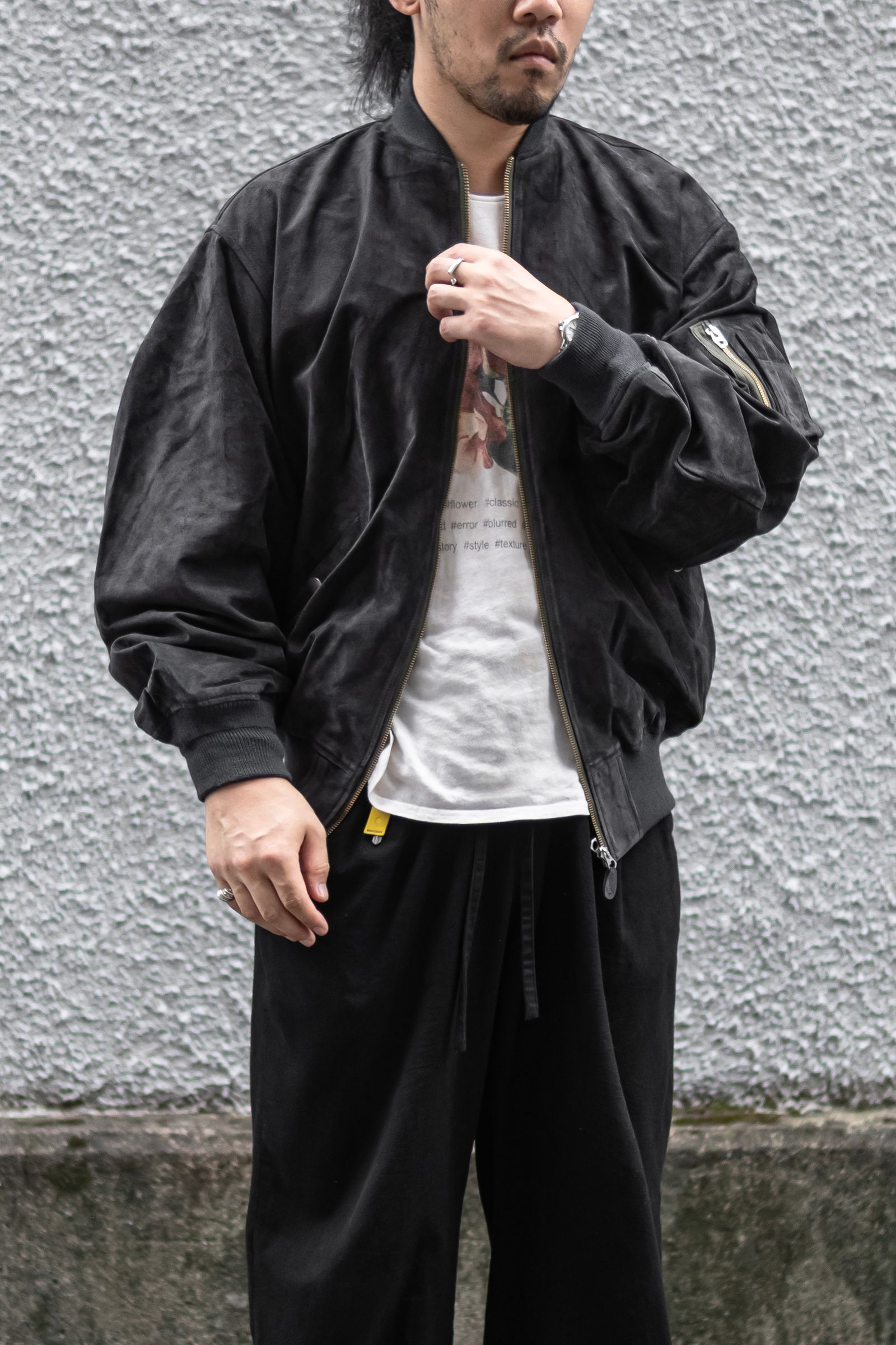 SUEDE BOMBER JACKET / Black