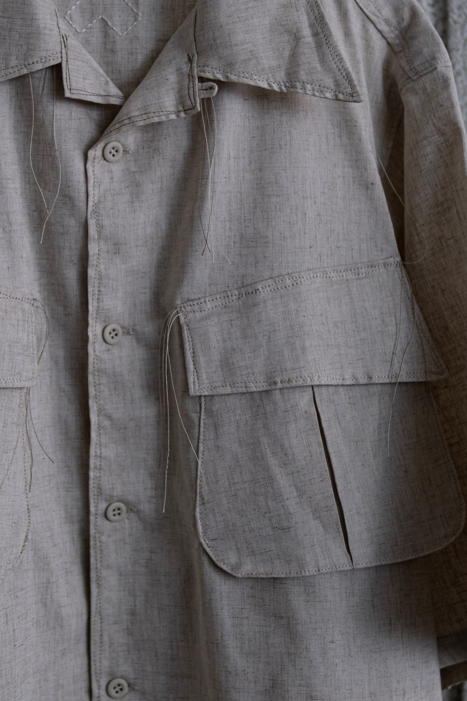 Polyester linen half sleeve Jungle Fatigue PK Shirt / kinari