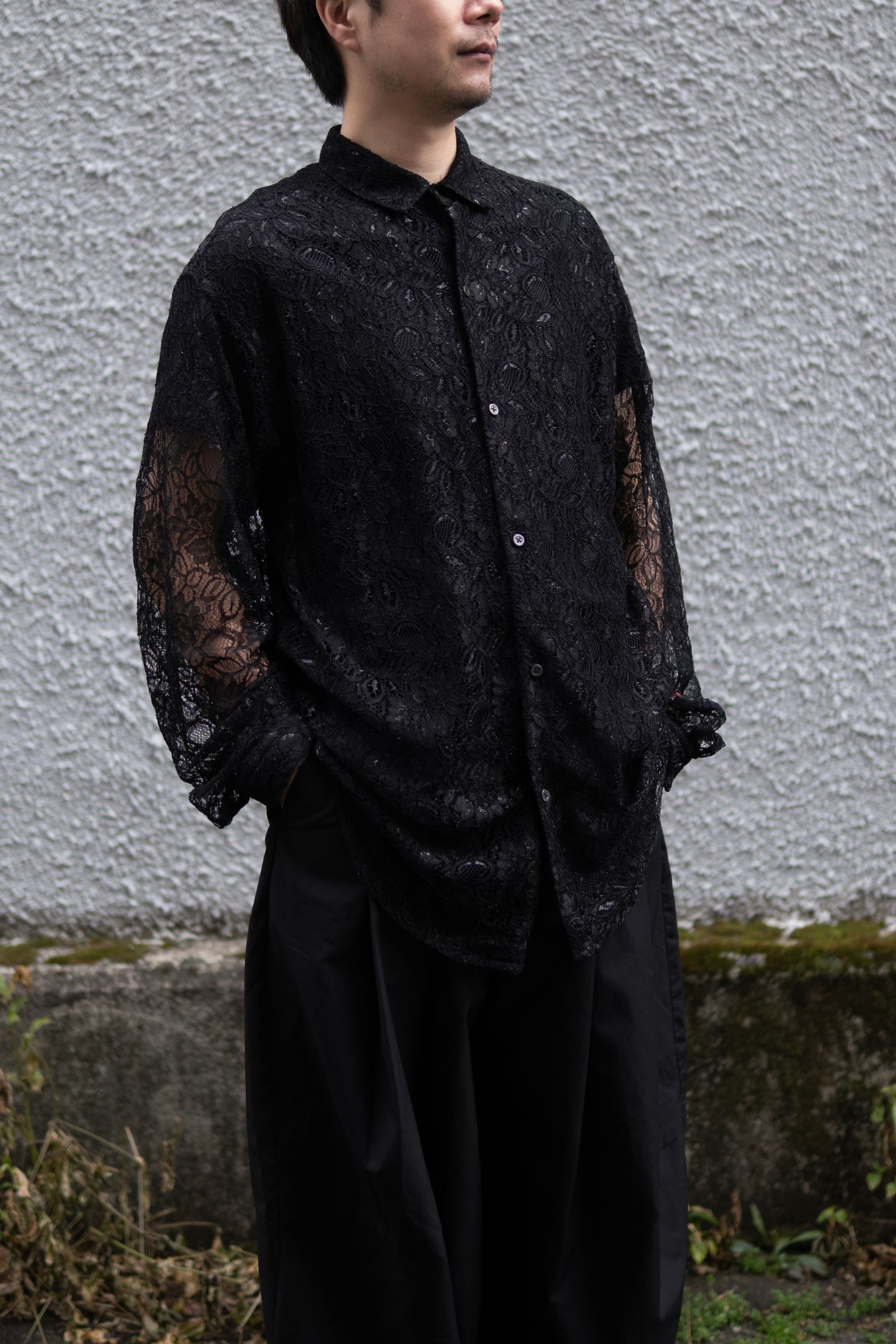 GLITTER LACE L/S SHIRT / BLACK