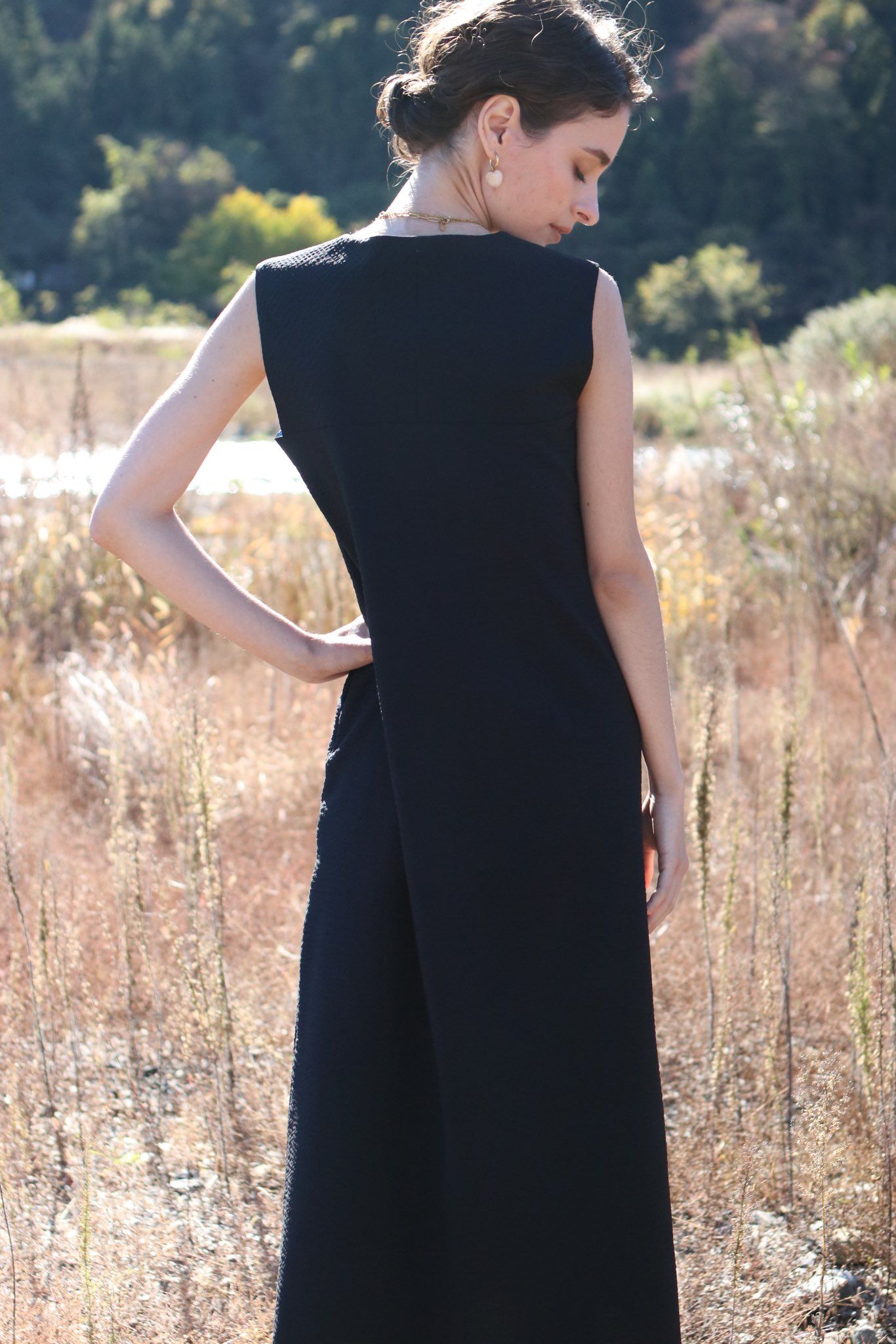 Seersucker Dress / Black