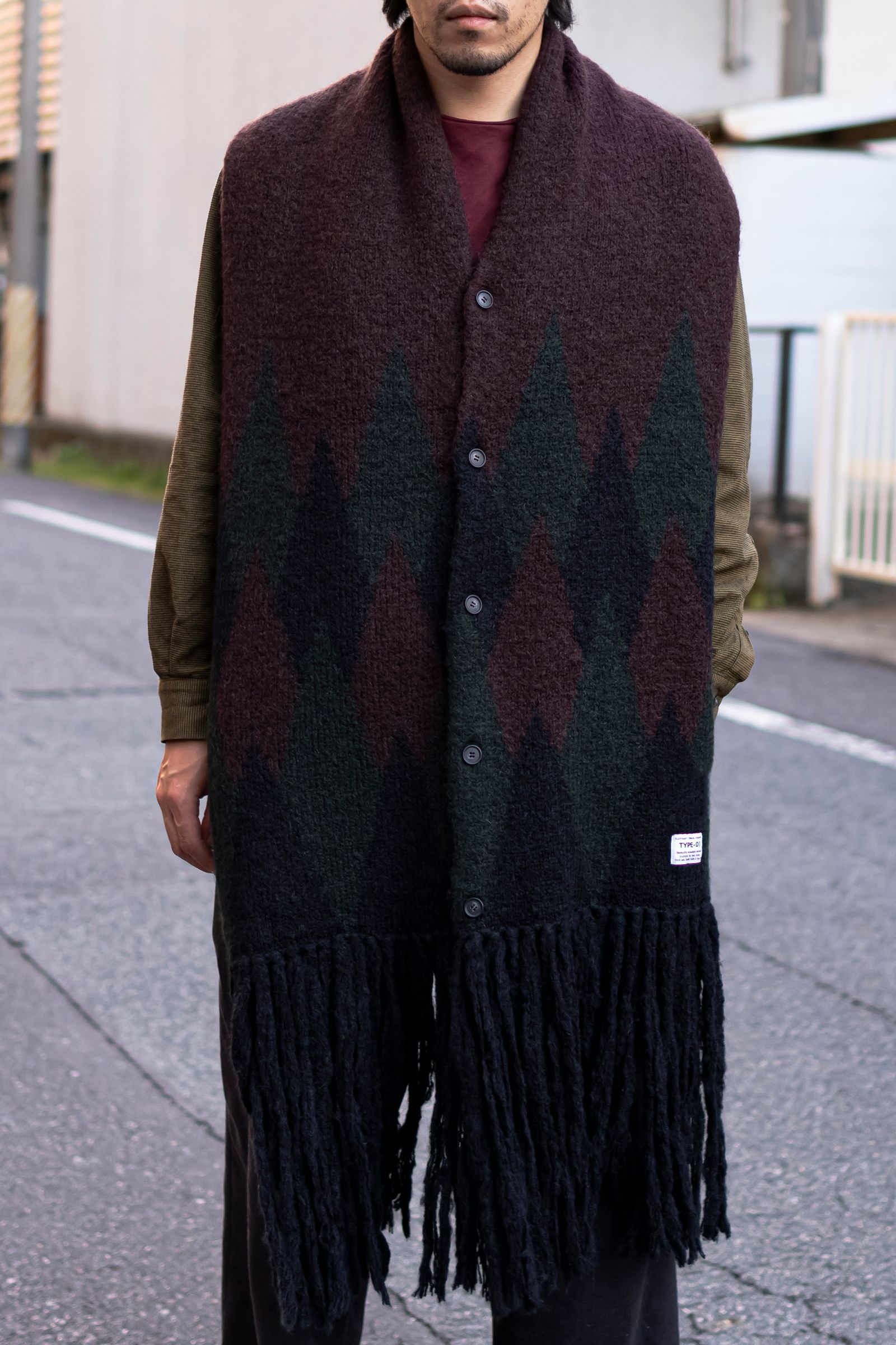 elephant TRIBAL fabrics - Vest or Muffler / BLACK×GREEN | Retikle