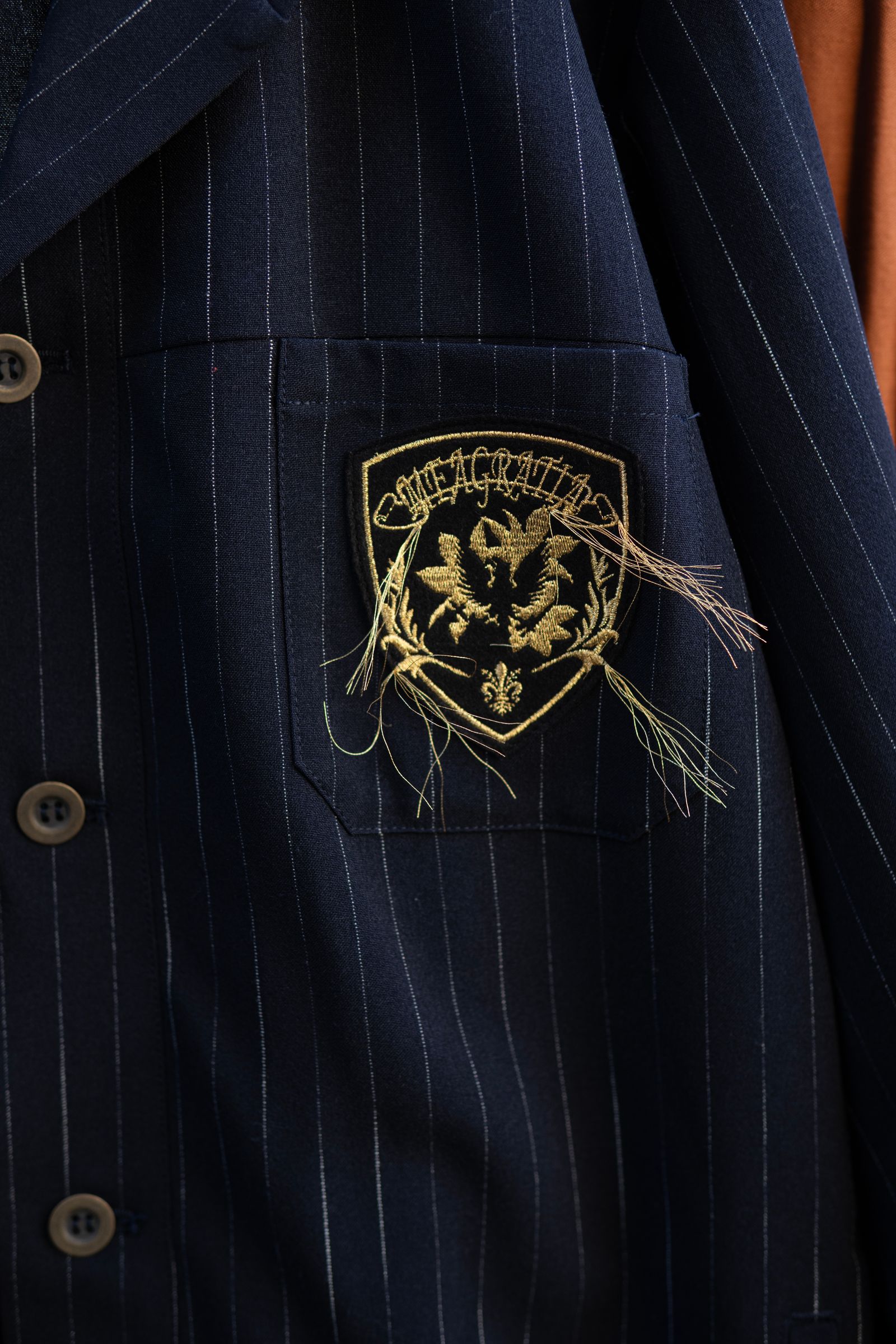 Worsted striped SH / nvy