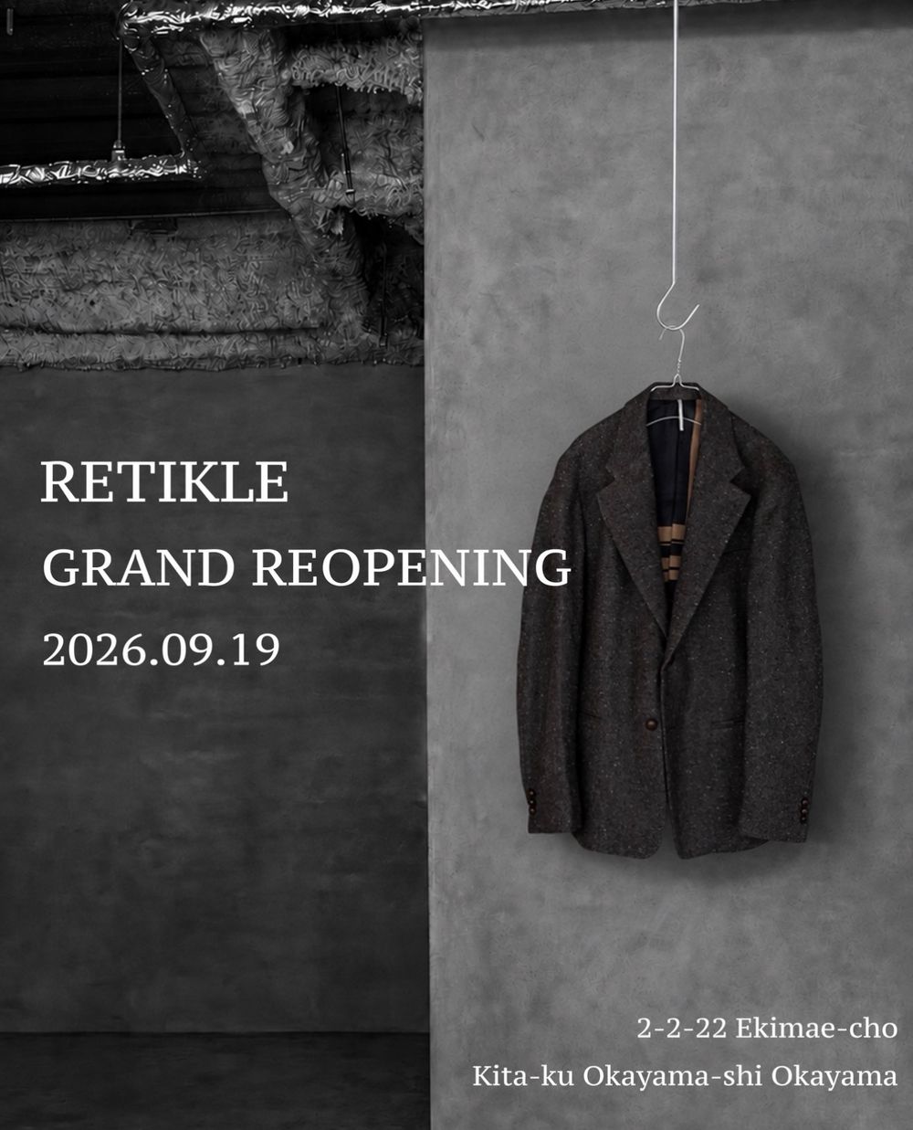 RETIKLEは9/19から実店舗営業を再開いたします。