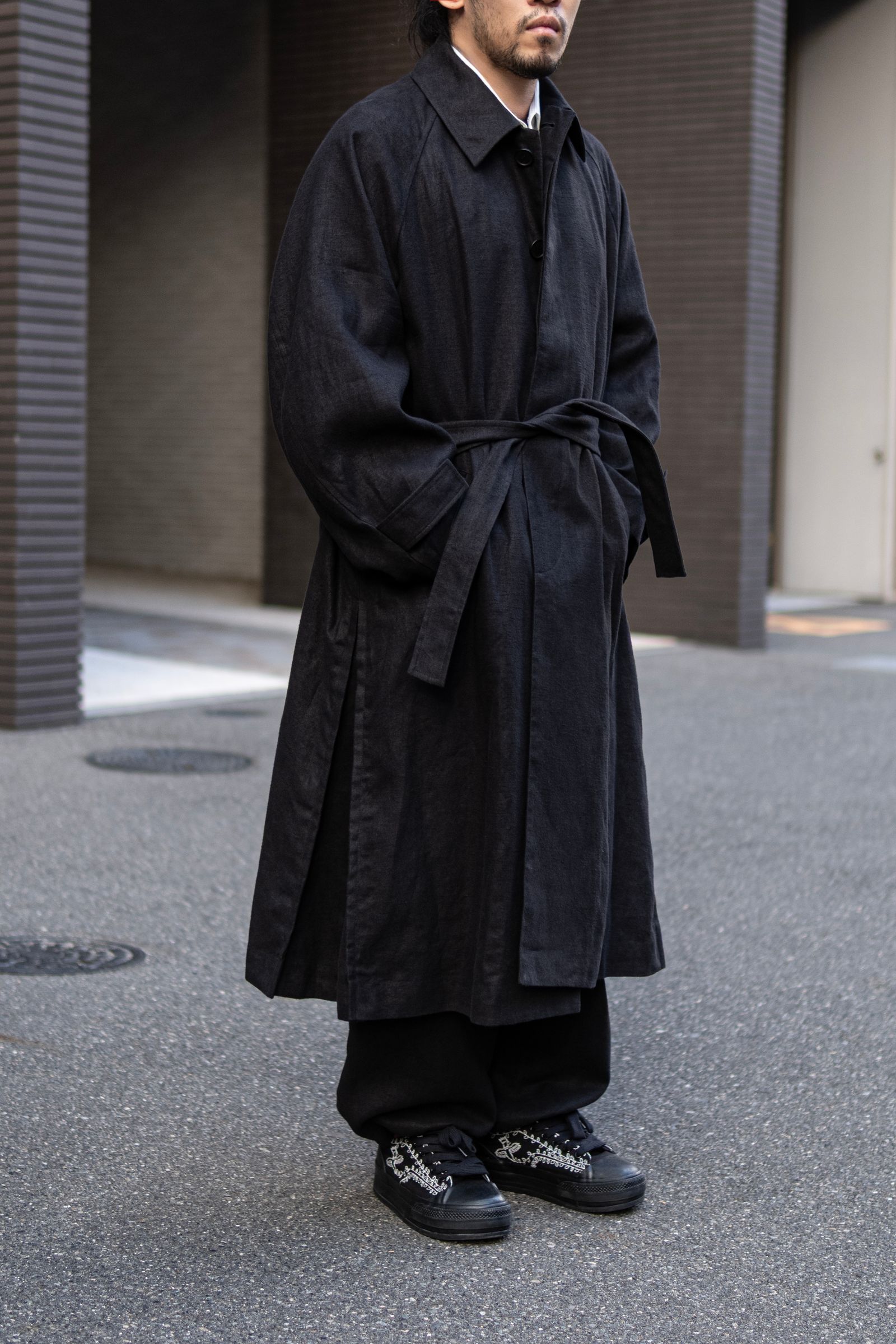 HEMP OVERSIZE BALMACAN COAT / Black