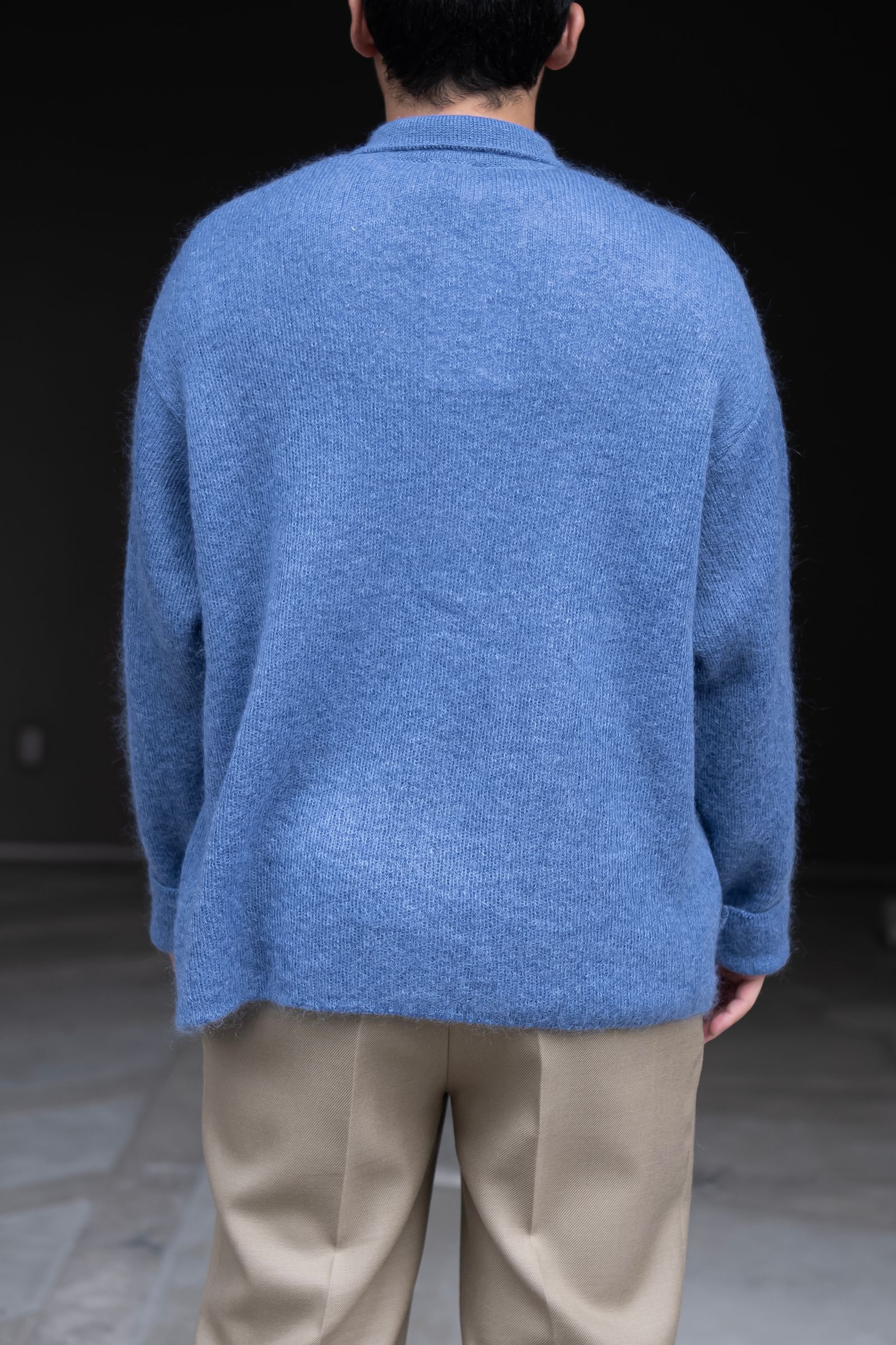 トップス blanc ym Kid Mohair Knit Shirt Sax Blue Blanc YM (ブランワイエム) SKIPPER KNIT SHIRT BLUE | HAKU