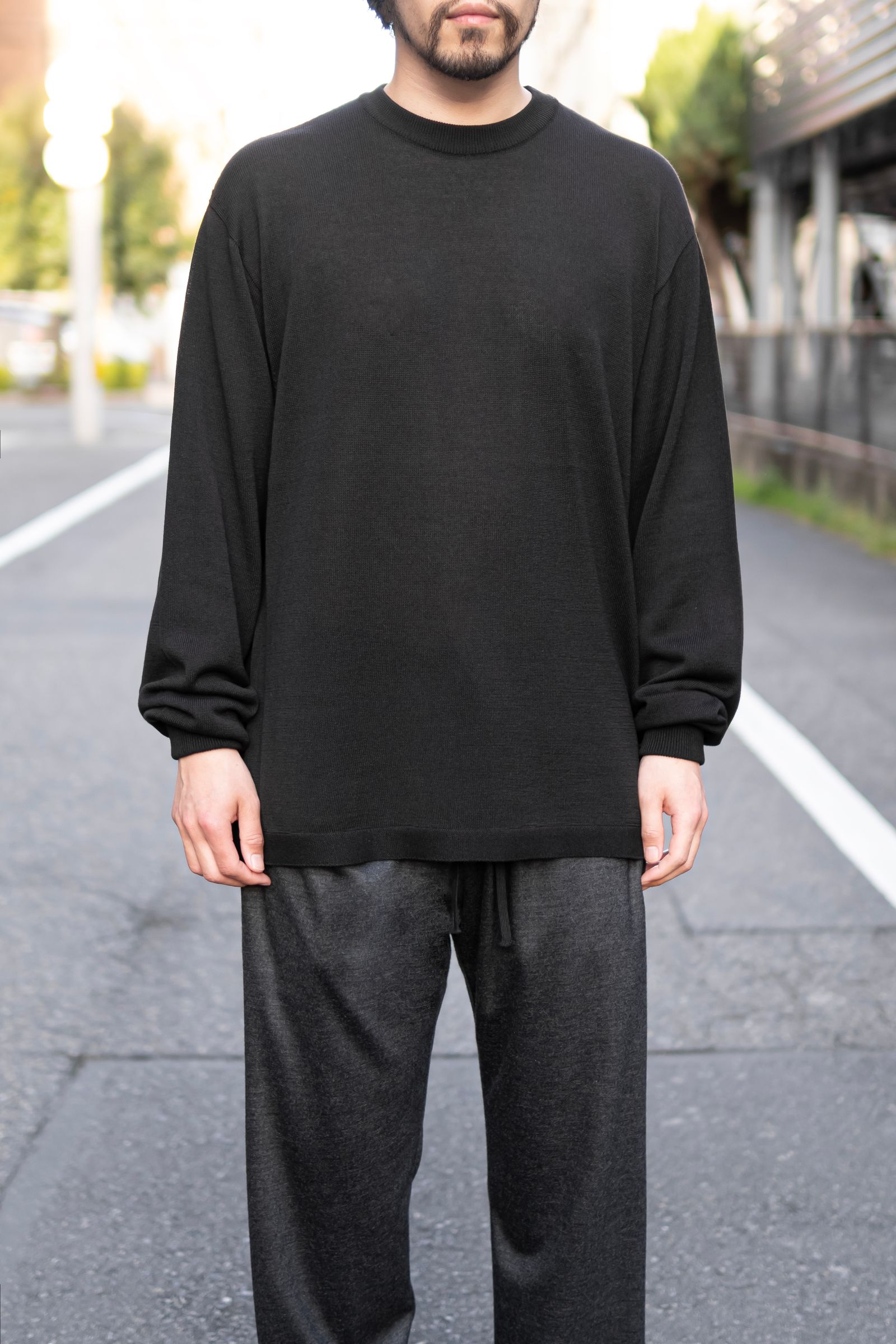 Blanc YM - Wide knit L/S Shirt / Black | Retikle Online Store