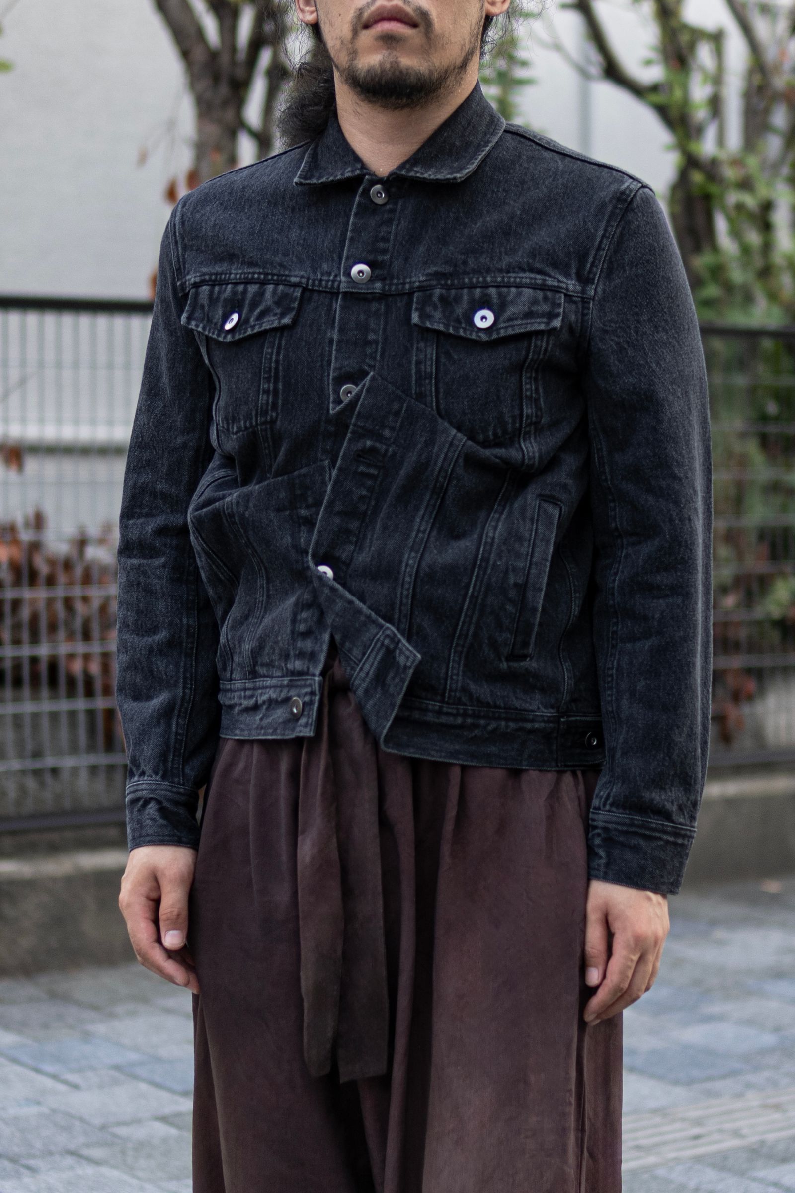 TUCK DENIM BLOUSON / BLACK