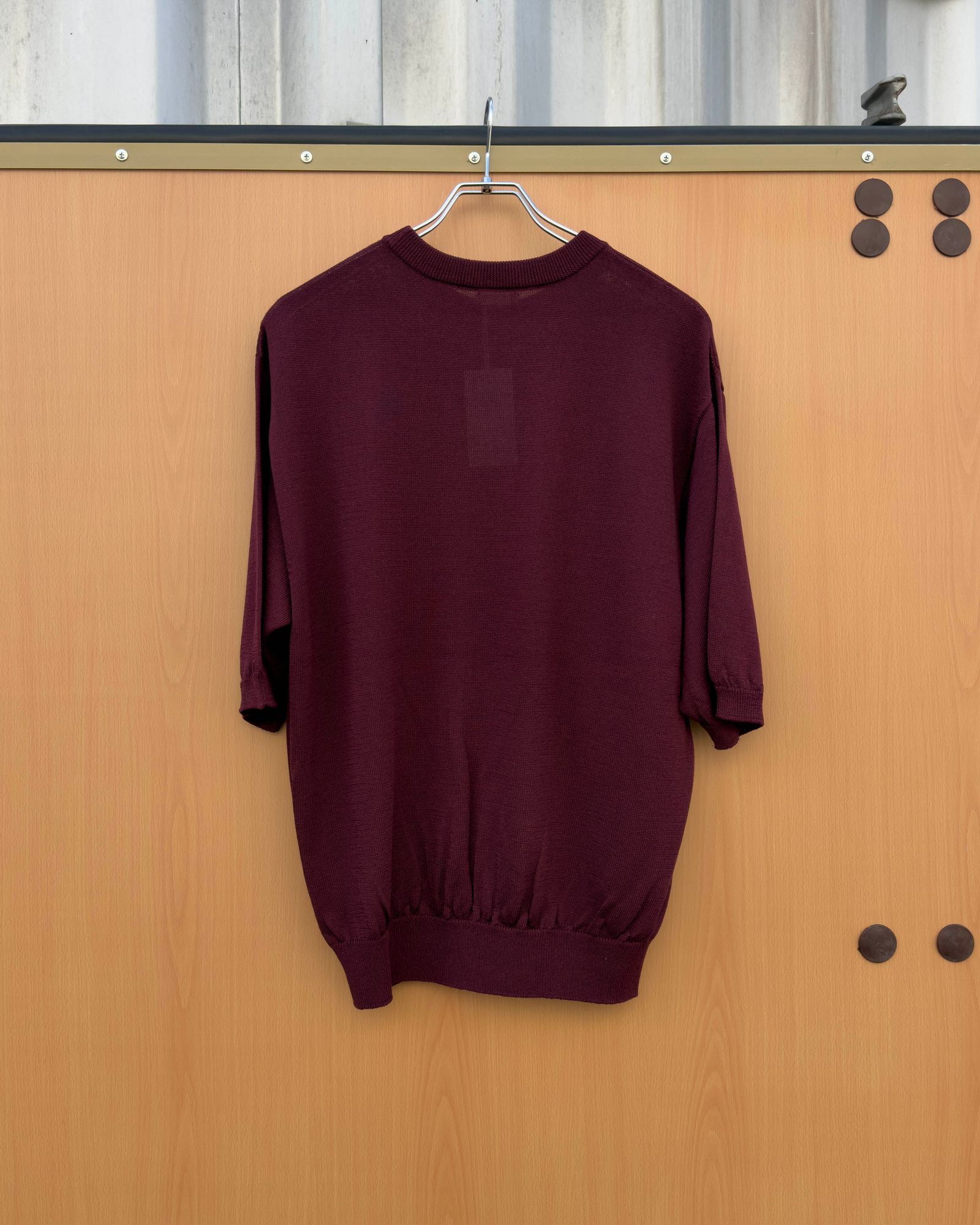 Wide knit T-Shirt / Burgundy
