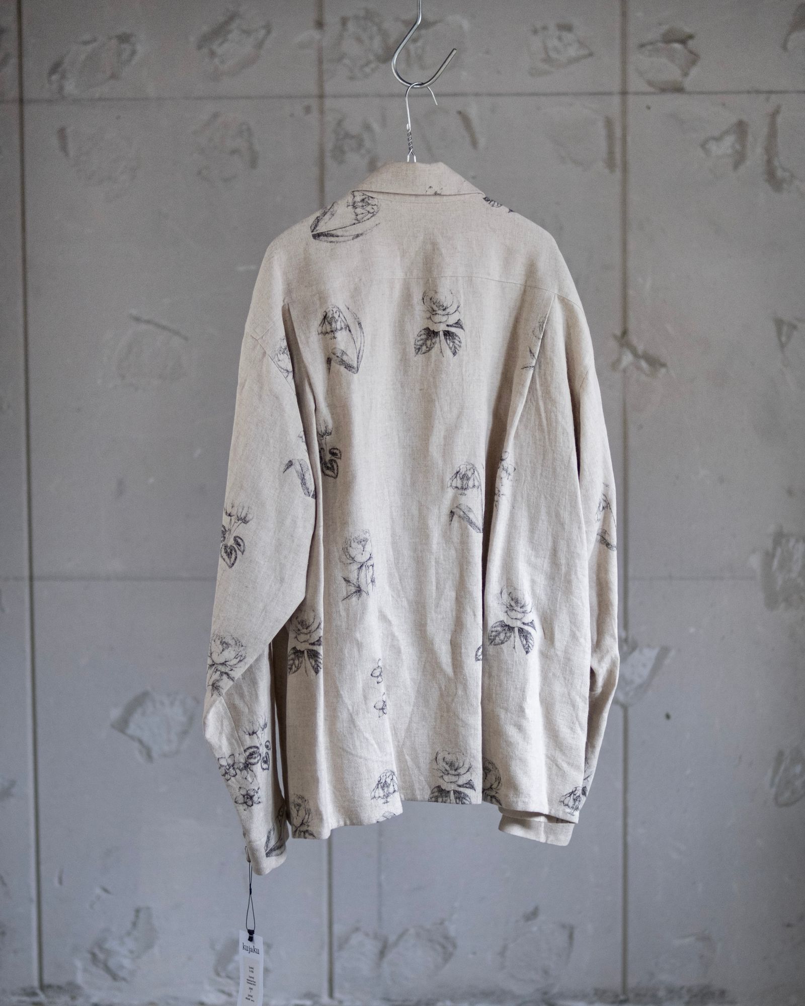 Botanical Print Oversized Shirt / Ecru × Botanical Print