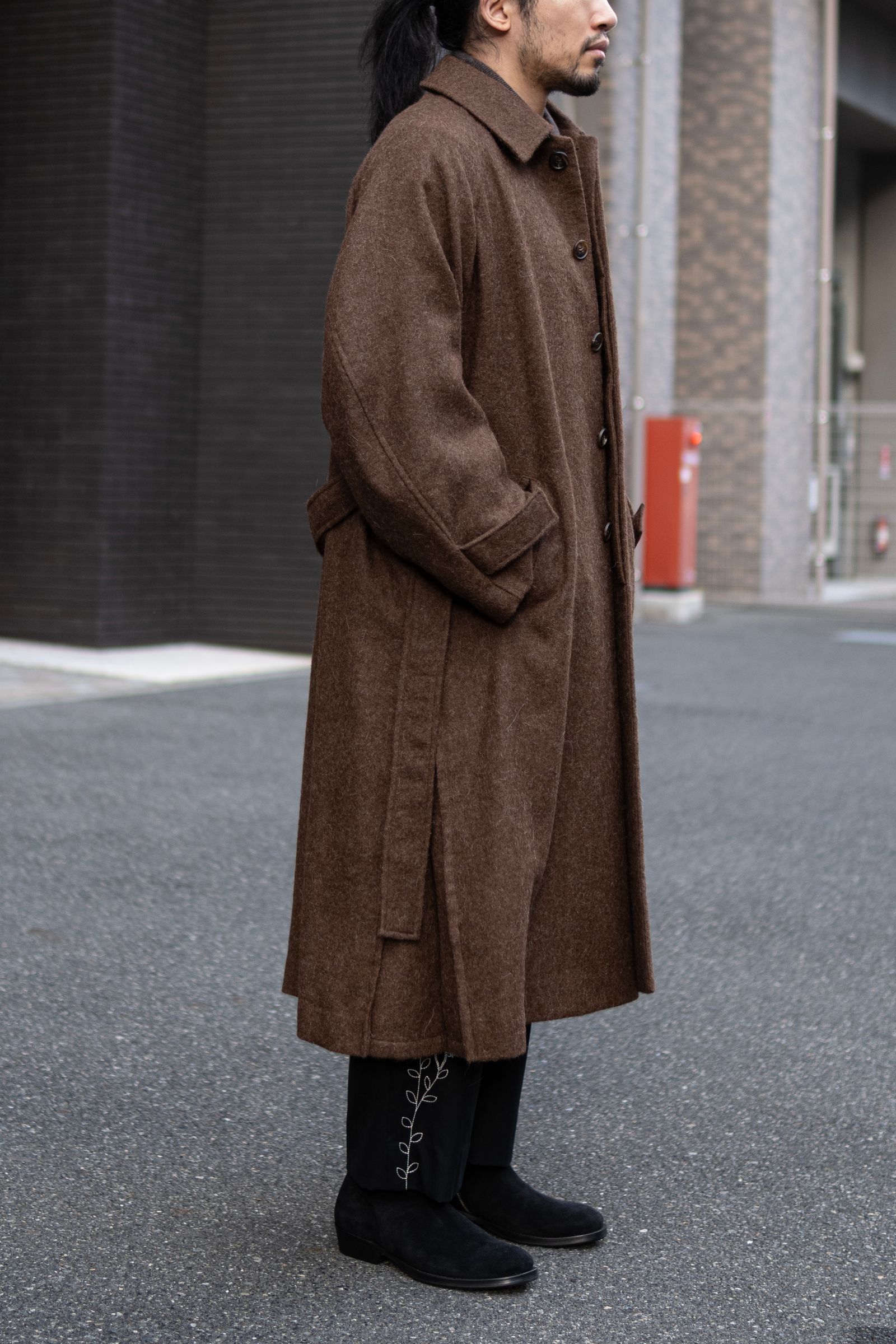 ALPACA OVERSIZE BALMACAN COAT / Natural Brown