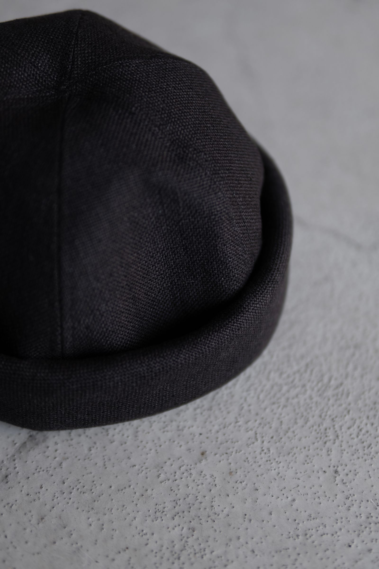 Linen Canvas Roll Cap / Black