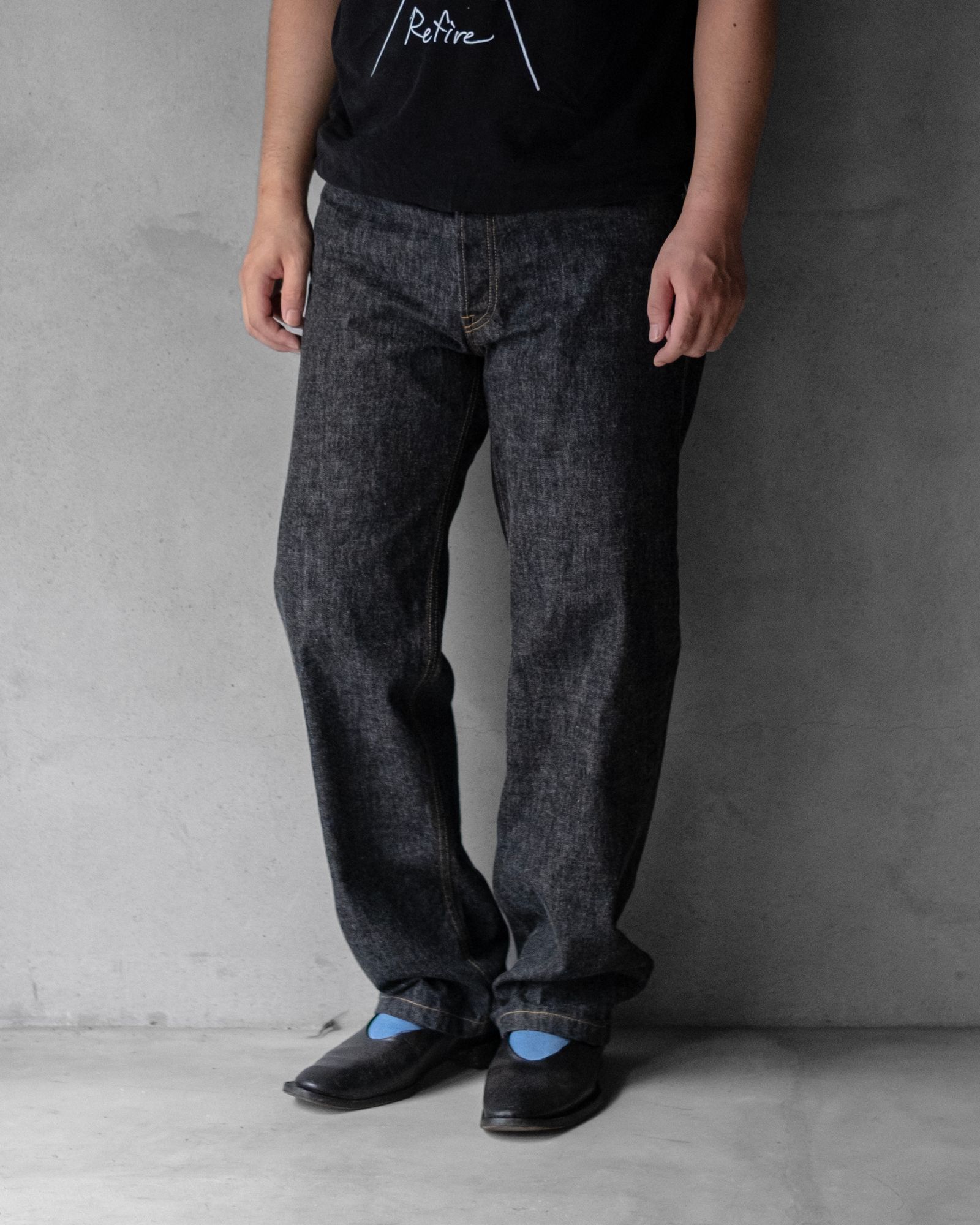 5P STRAIGHT DENIM PANTS / One Wash Black