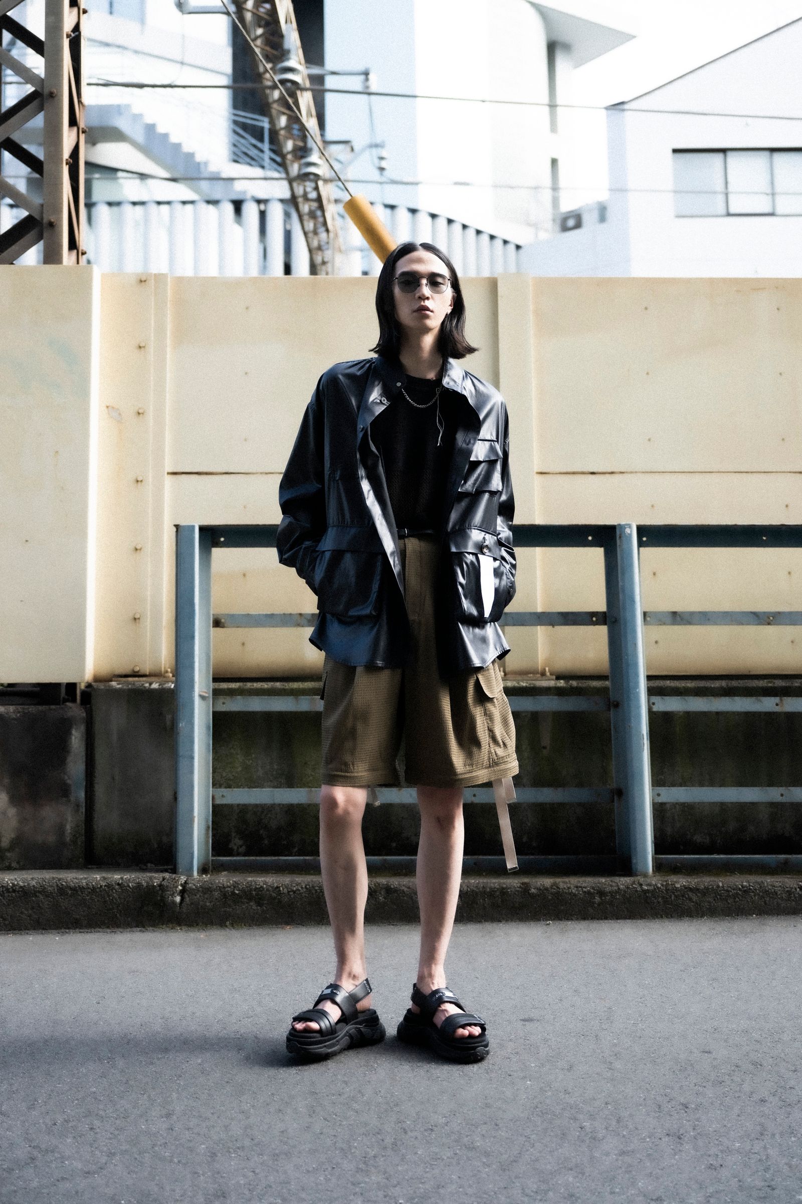 "FAKE-FAKE LEATHER II" M65 SHIRT JACKET / BLACK