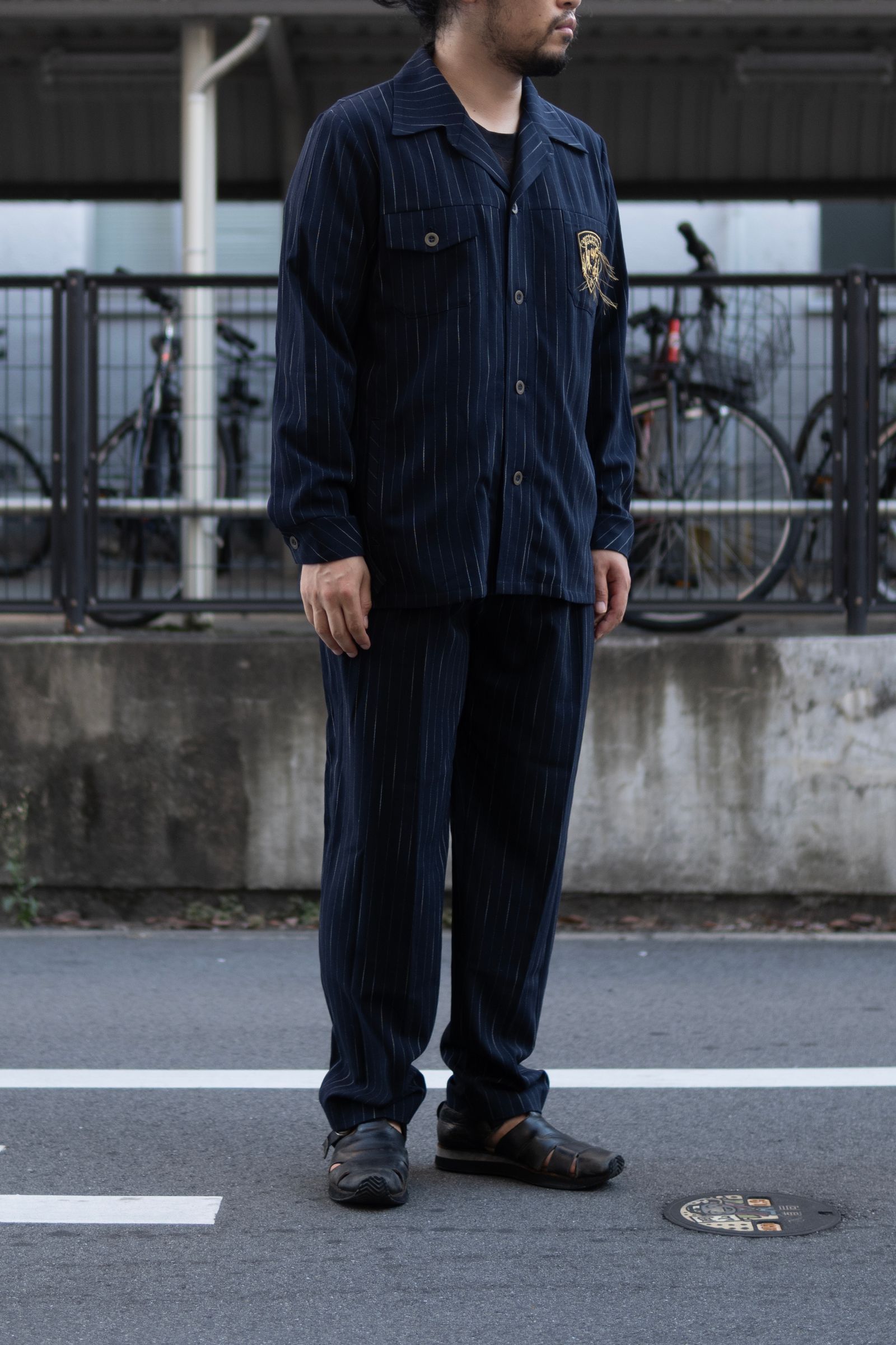 Worsted striped SH / nvy