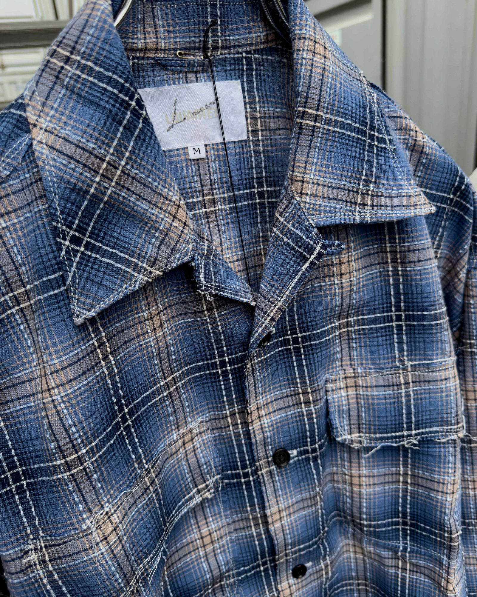 Organic Code Seersucker Check 50s Craftsman Shirt / Blue