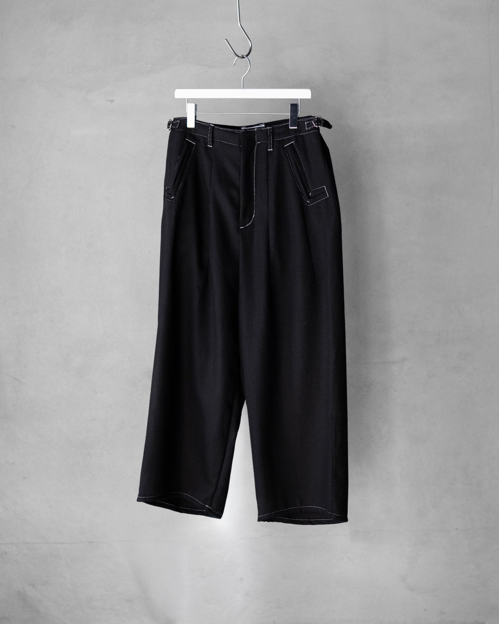 “WOOL CASHMERE”WIDE CEREMONY “MC” TROUSERS / Black