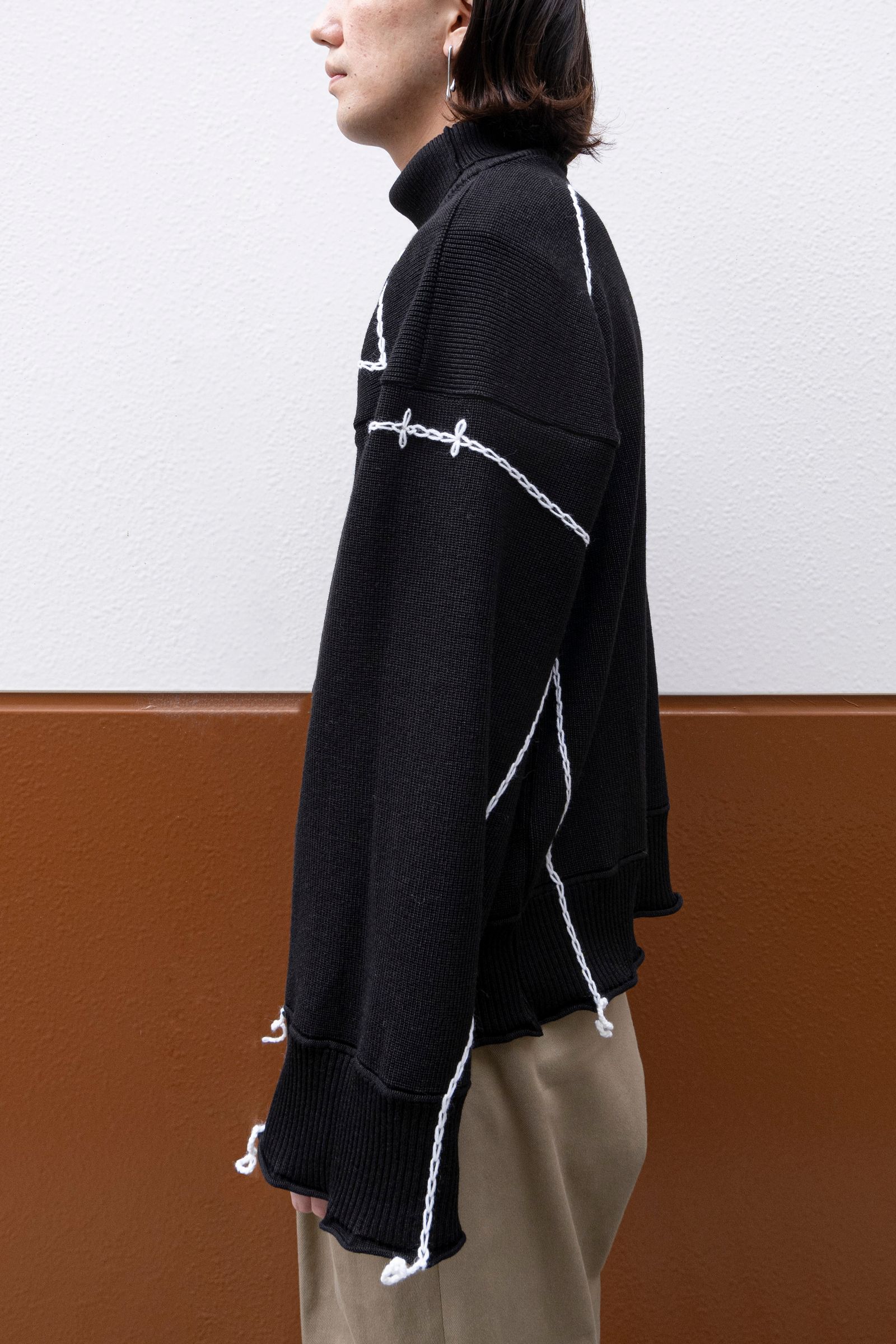 previous sweater / black×white stitch