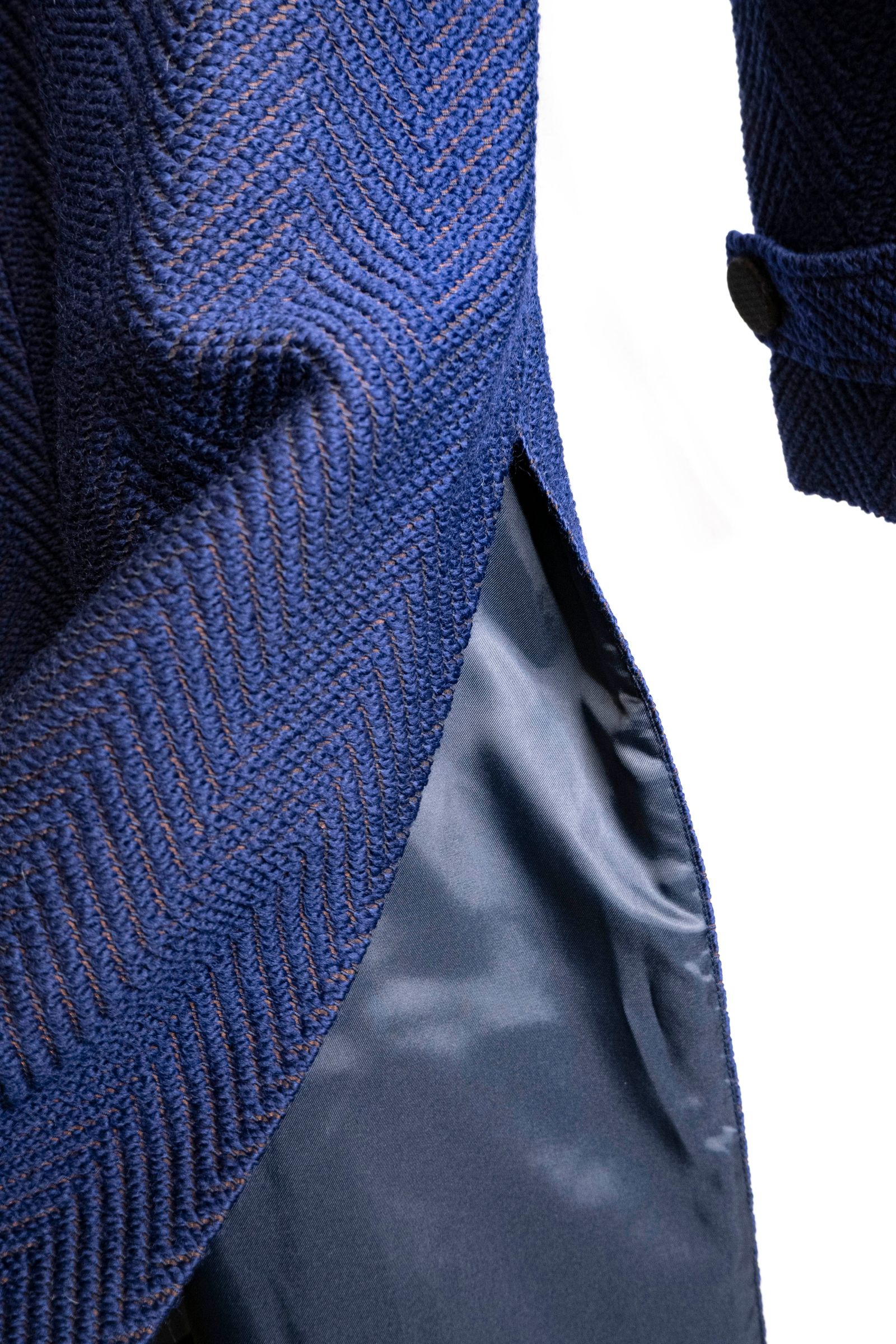 Wool Herringbone Chester Coat / ウールヘリンボーンチェスターコート - ROYAL BLUE