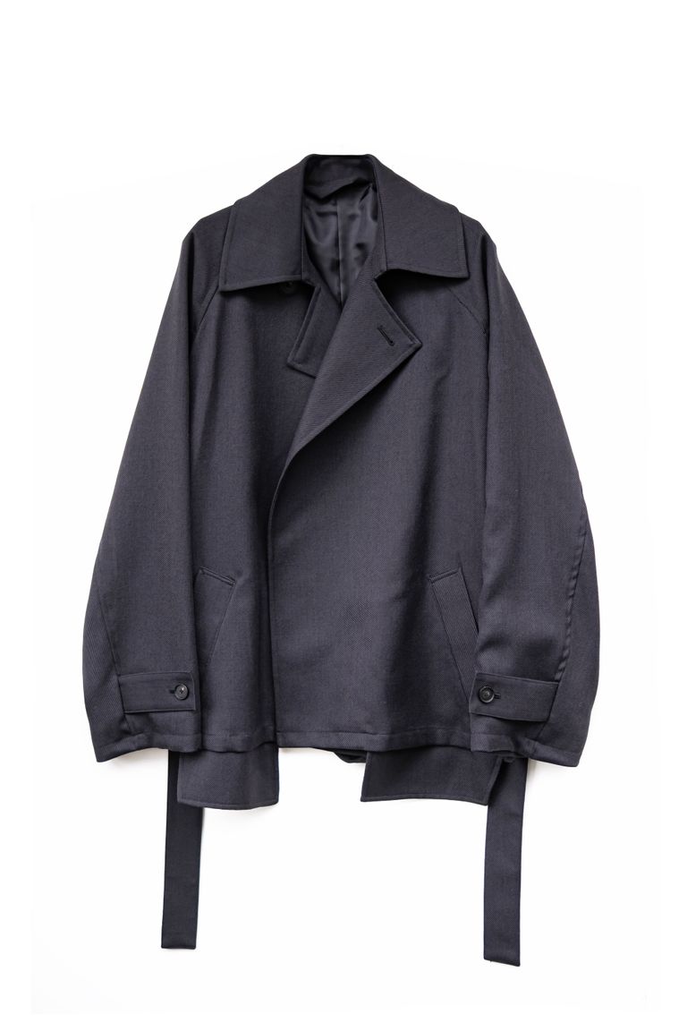 Blanc YM - Short trench coat / Blue-Black | Retikle Online Store 