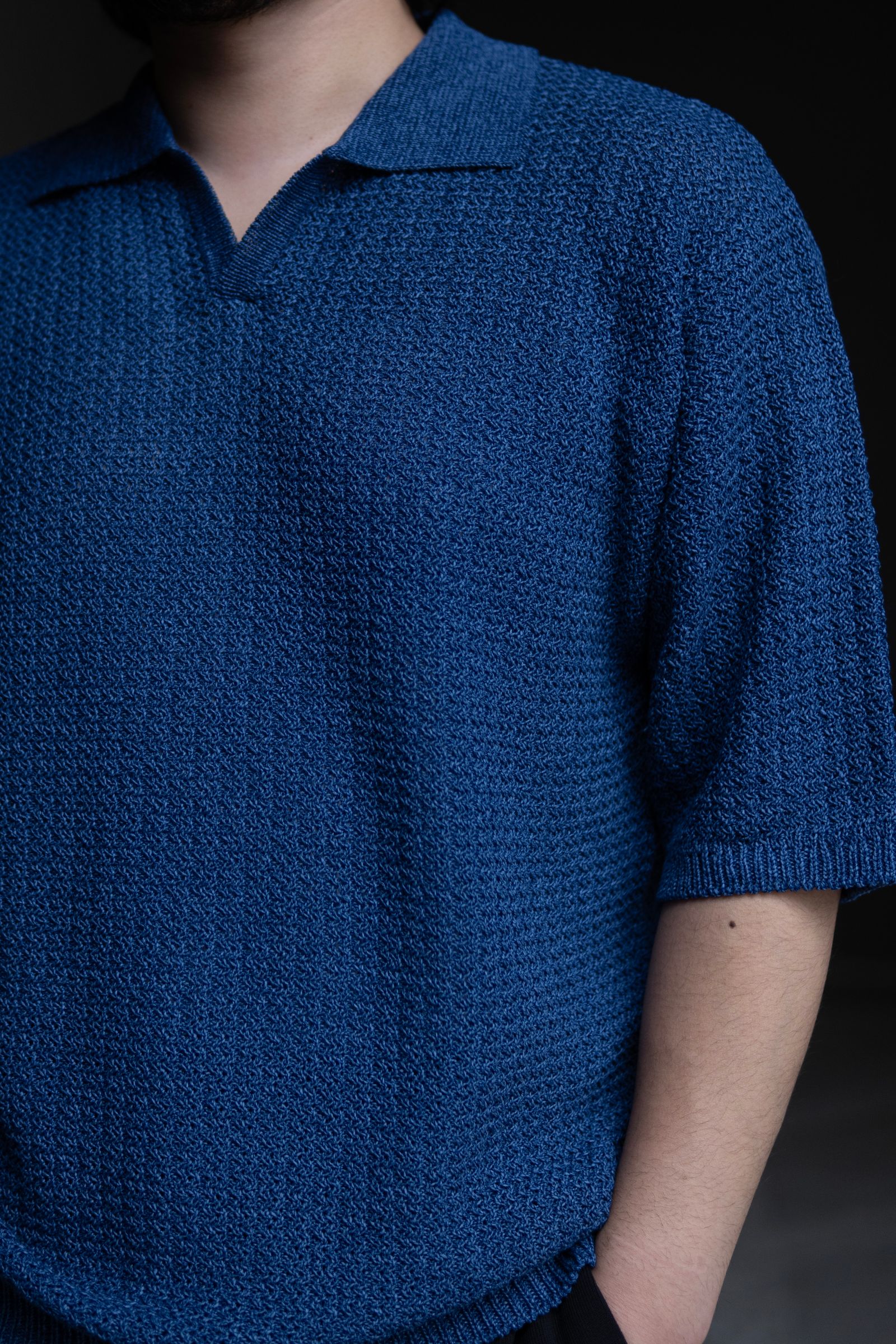 Blanc YM - Skipper knit Shirt / Blue | Retikle Online Store