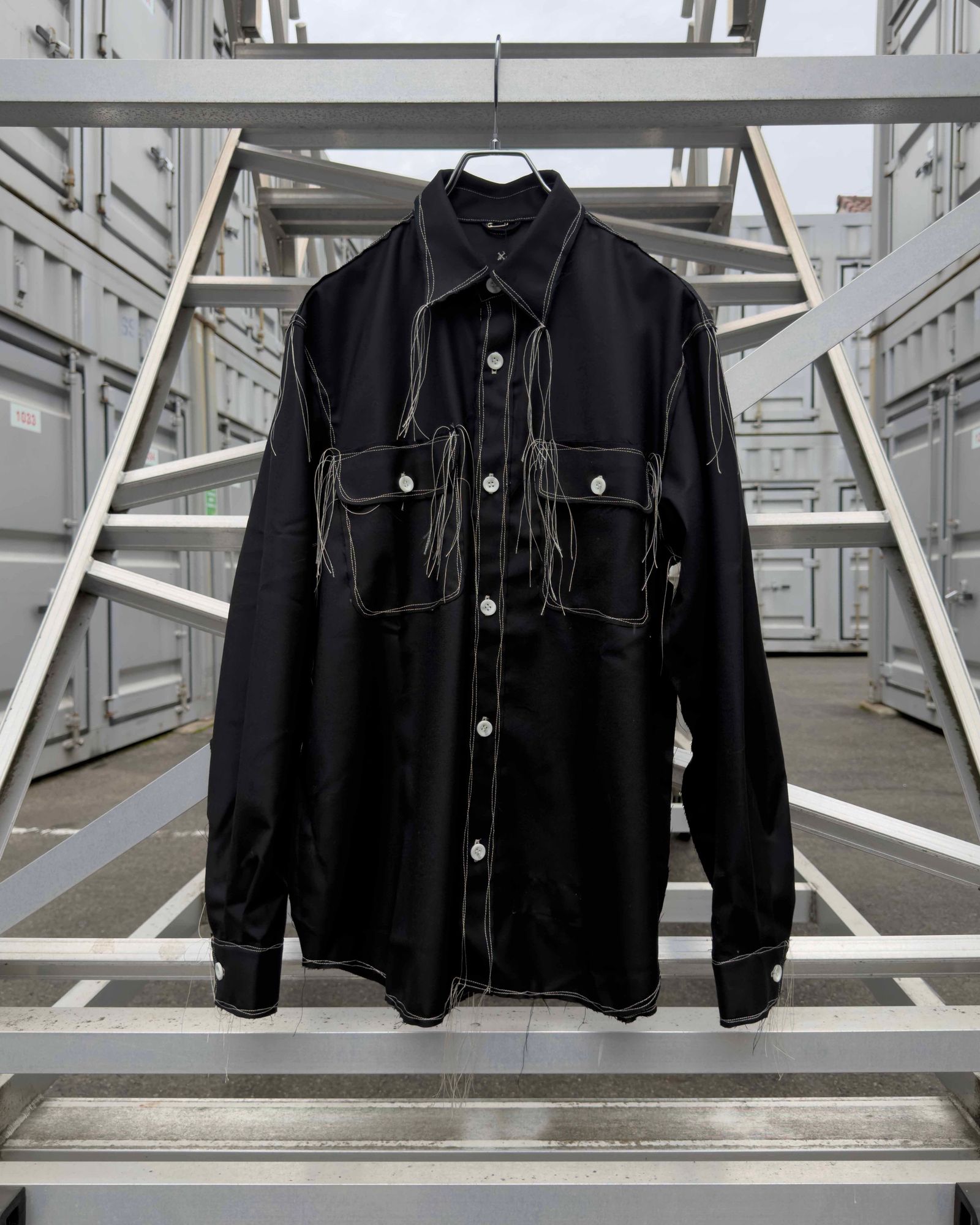 “Washable Super120’s” 60s COLLAR CRAFTSMAN SHIRT / Black