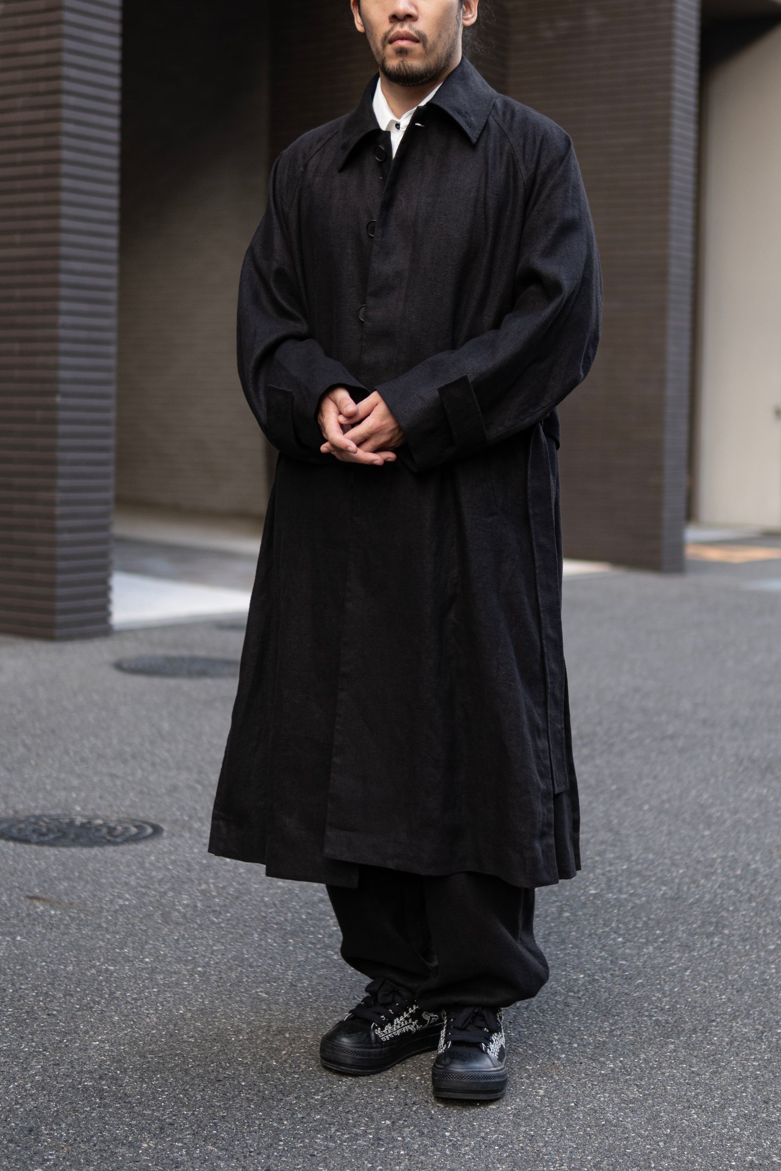 HEMP OVERSIZE BALMACAN COAT / Black